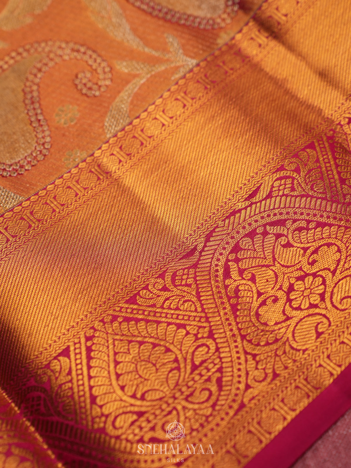 Rose Pink Tissue Kanjivaram Silk Saree