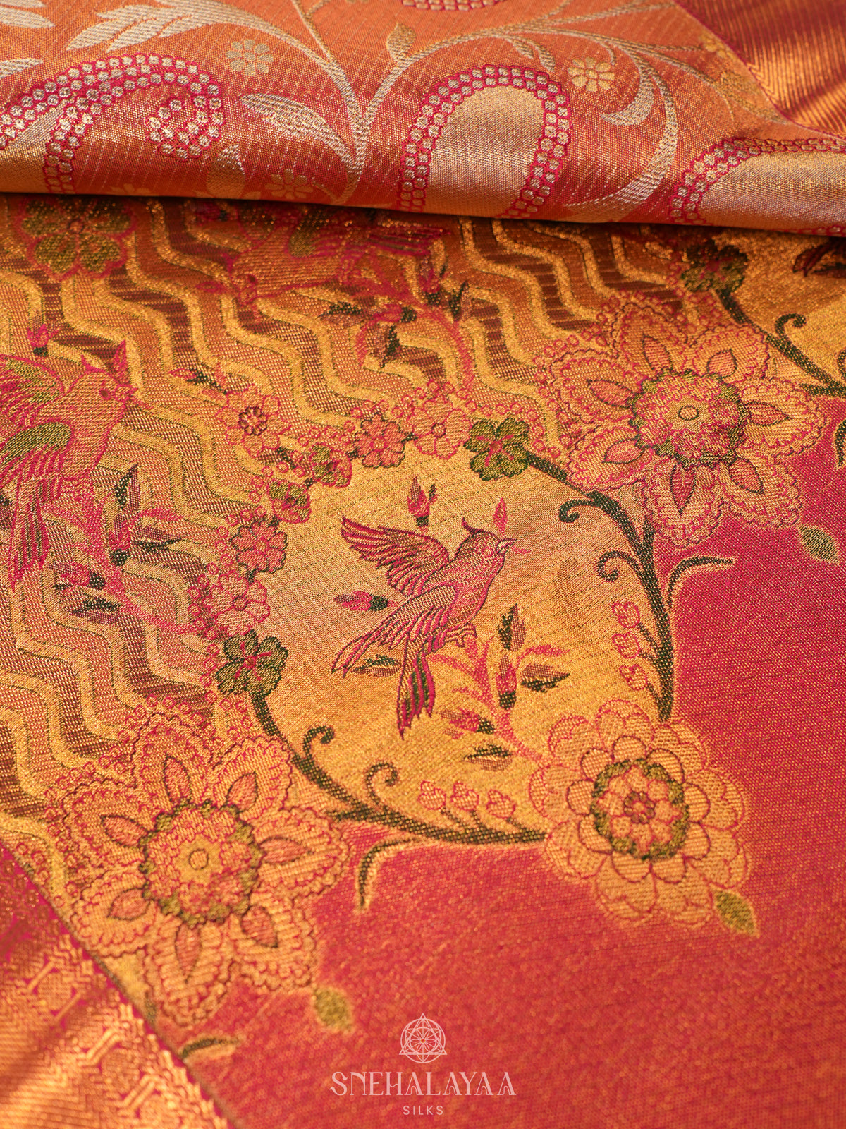 Rose Pink Tissue Kanjivaram Silk Saree