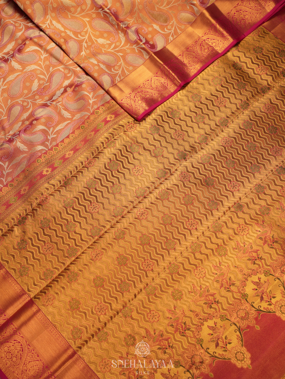 Rose Pink Tissue Kanjivaram Silk Saree