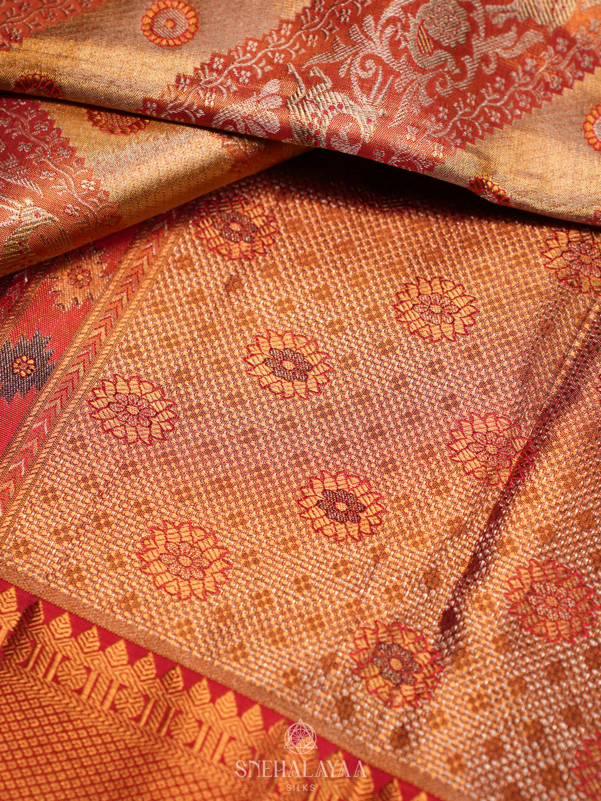 Rose Pink Tissue Kanjivaram Silk Saree