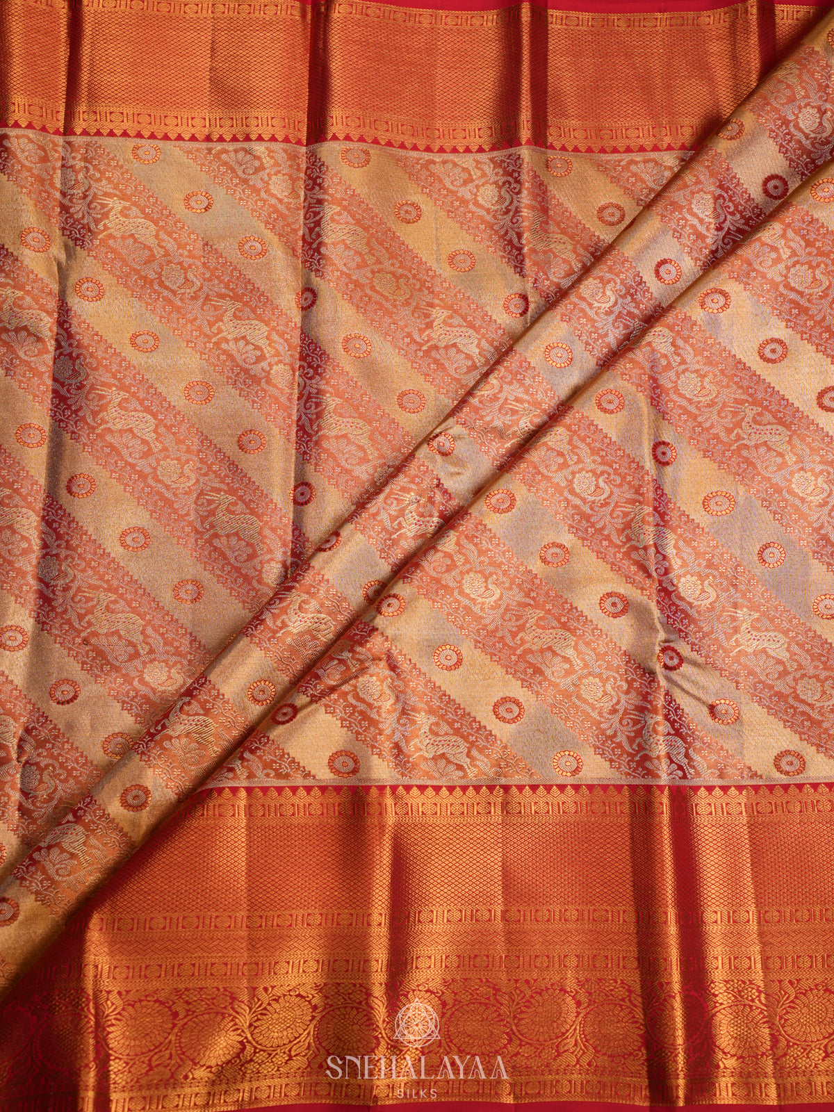 Rose Pink Tissue Kanjivaram Silk Saree