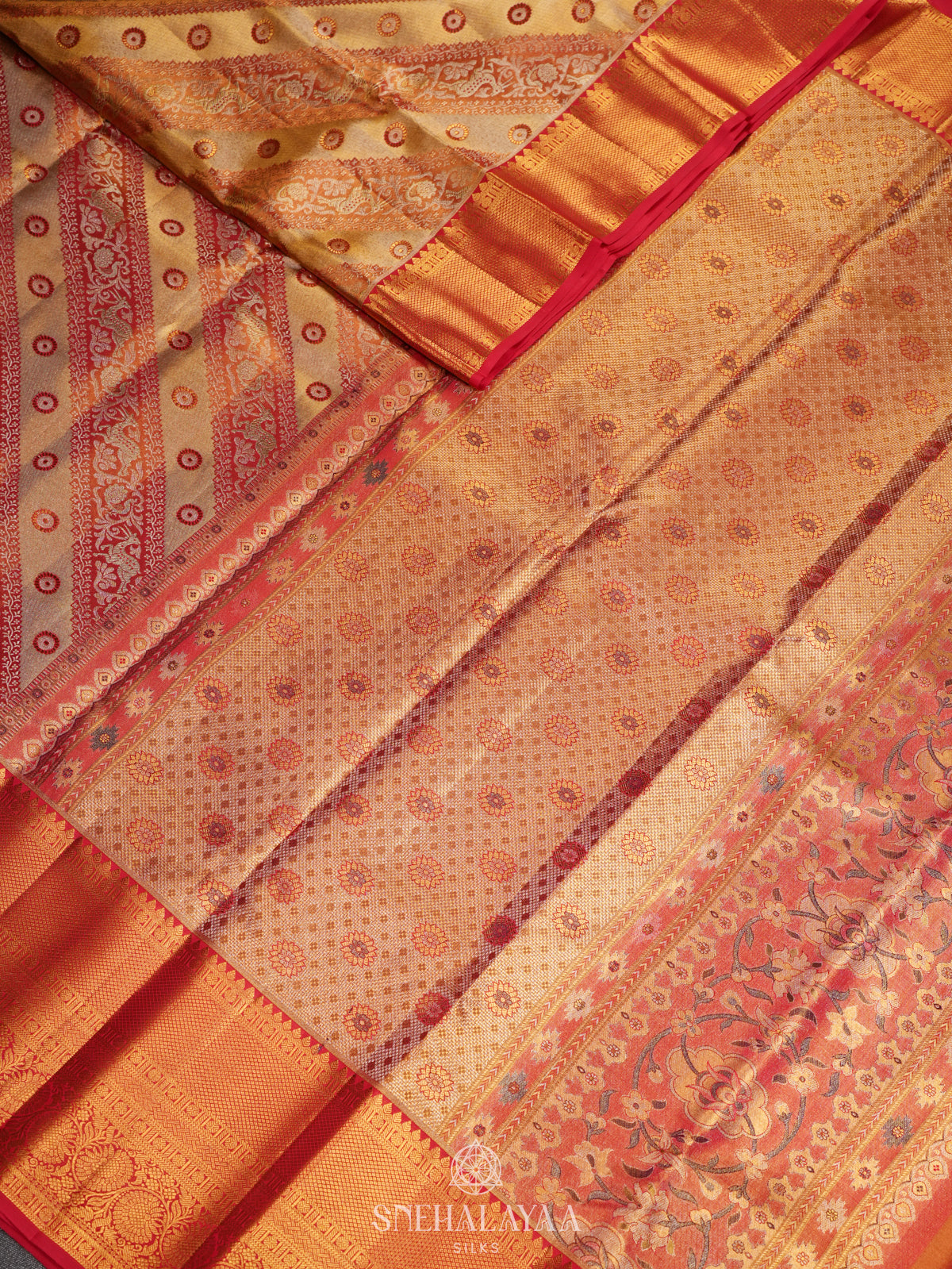 Rose Pink Tissue Kanjivaram Silk Saree