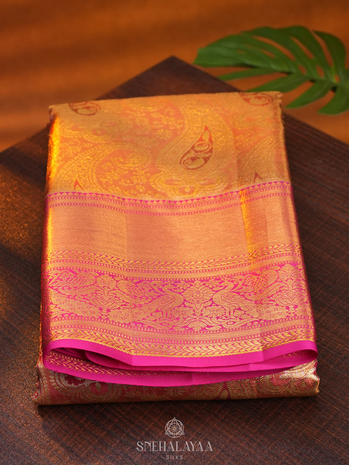 Rose Pink Tissue Kanjivaram Silk Saree