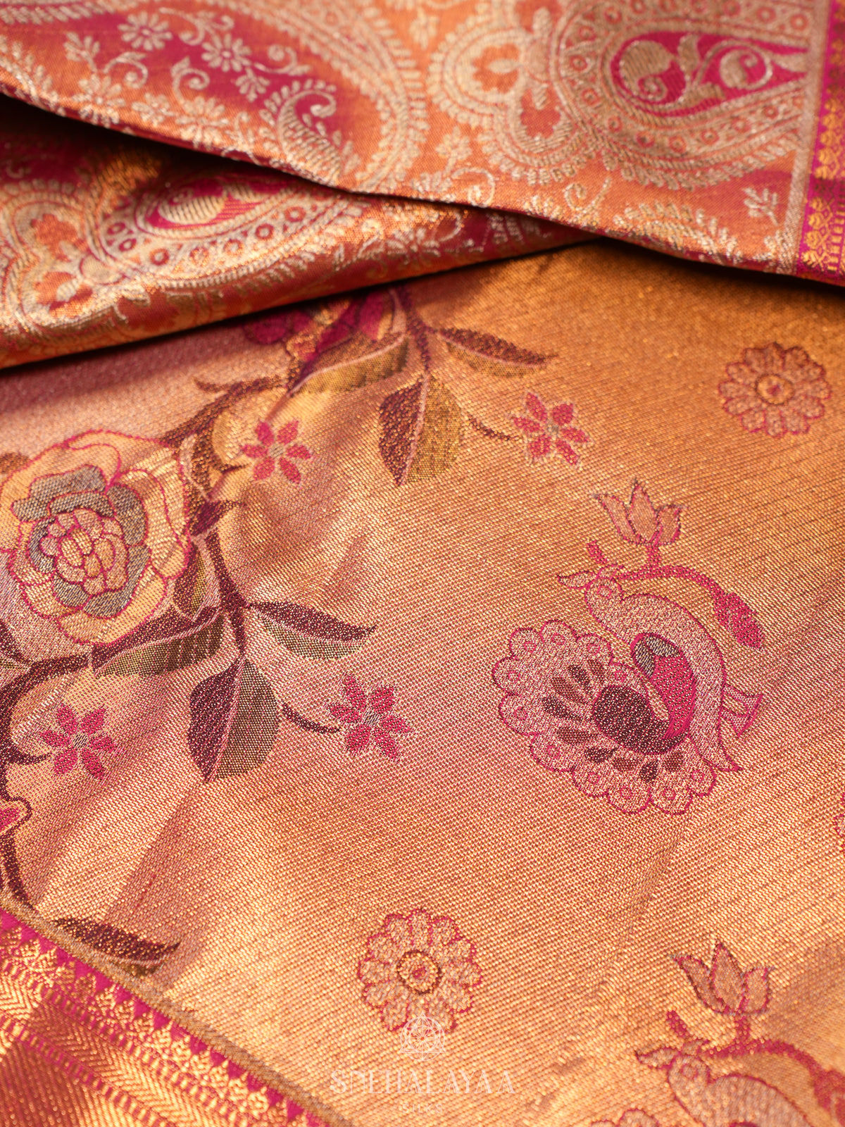 Rose Pink Tissue Kanjivaram Silk Saree