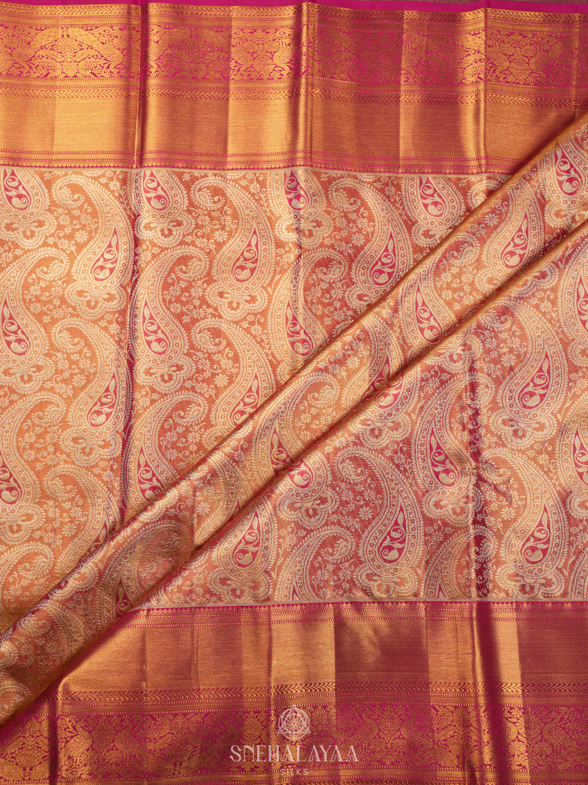 Rose Pink Tissue Kanjivaram Silk Saree