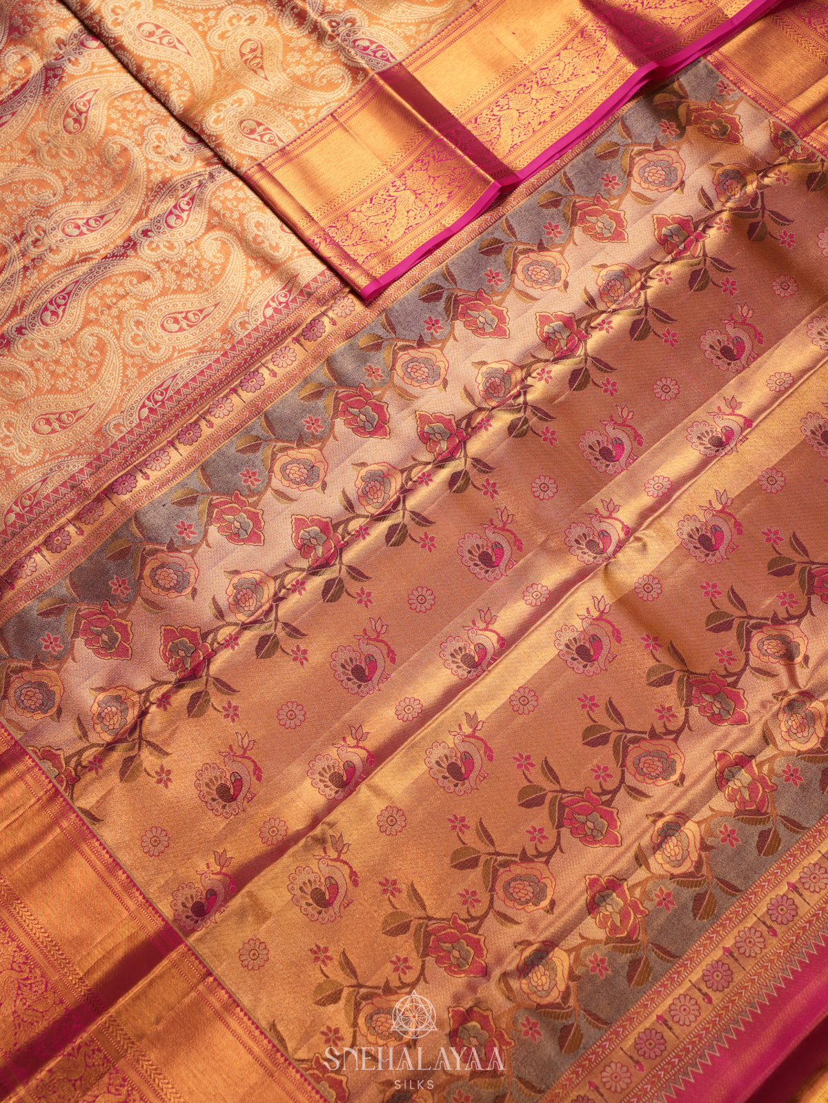 Rose Pink Tissue Kanjivaram Silk Saree