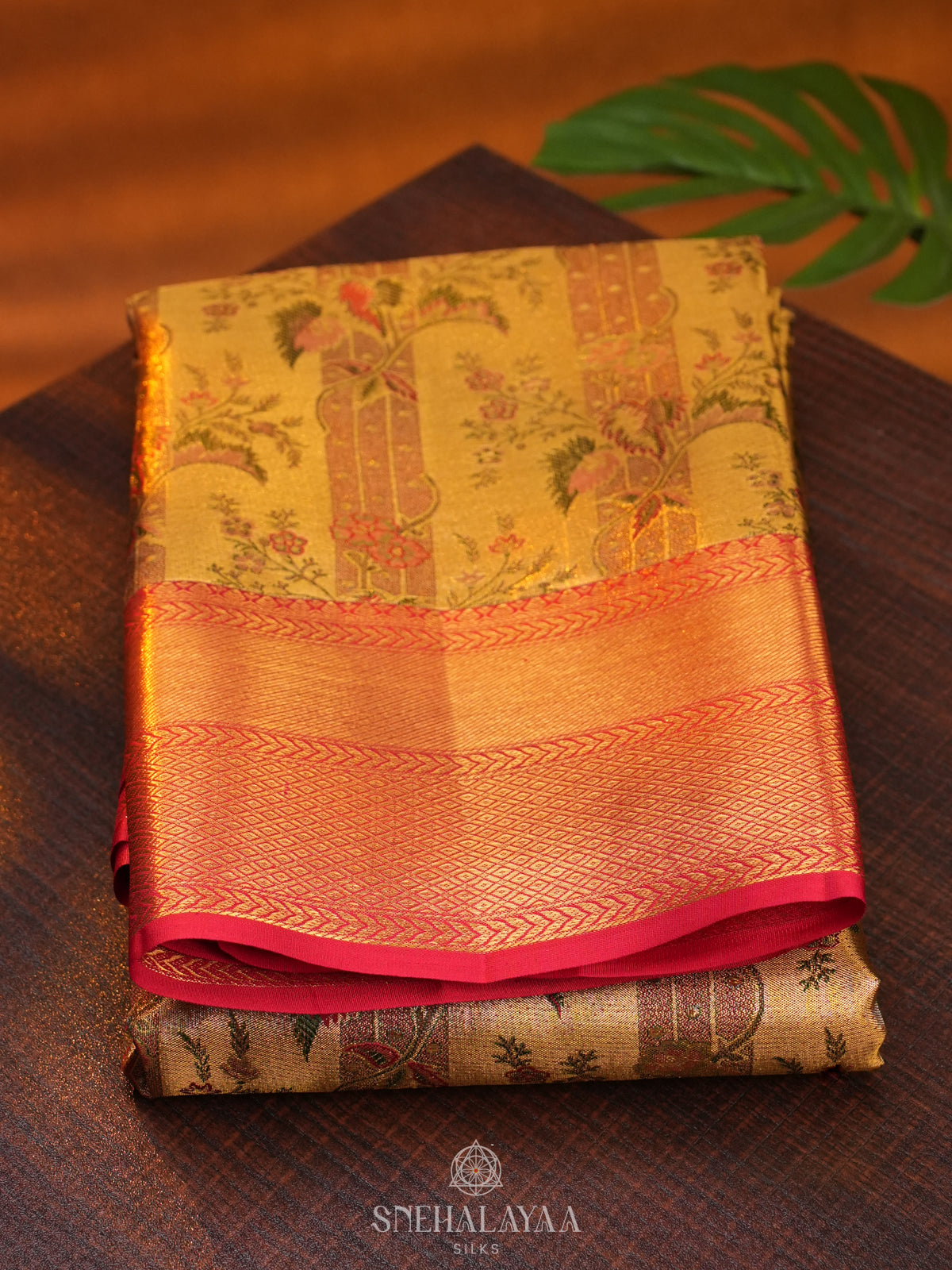 Beige Gold Tissue Kanjivaram Silk Saree
