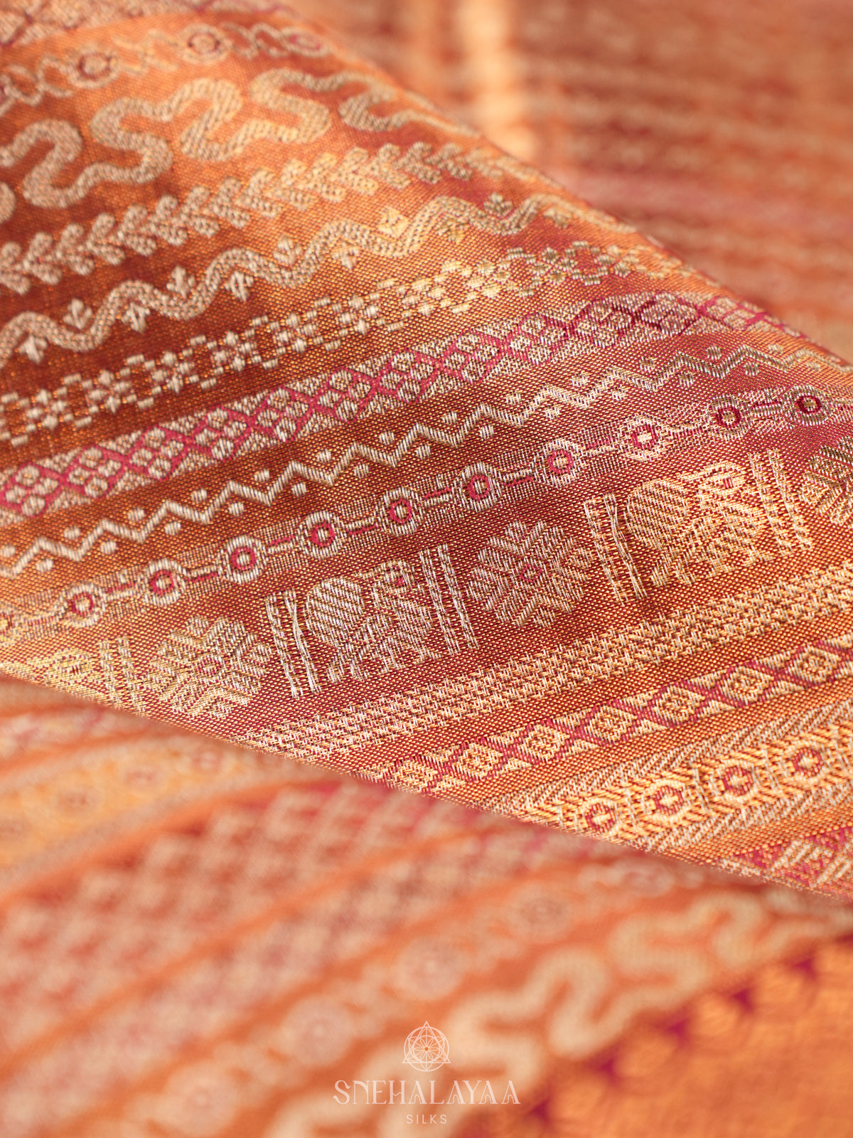 Rose Pink Tissue Kanjivaram Silk Saree