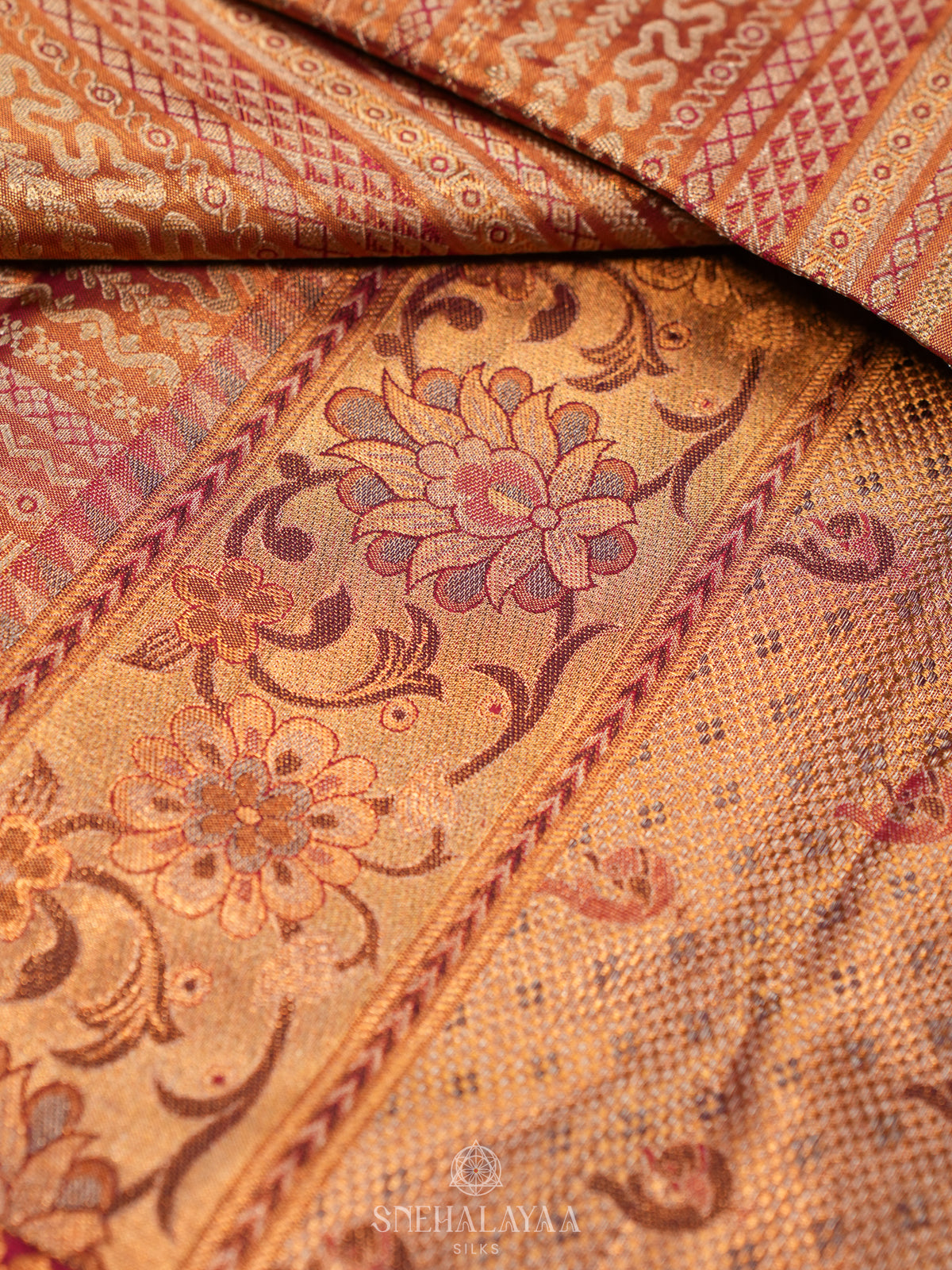 Rose Pink Tissue Kanjivaram Silk Saree