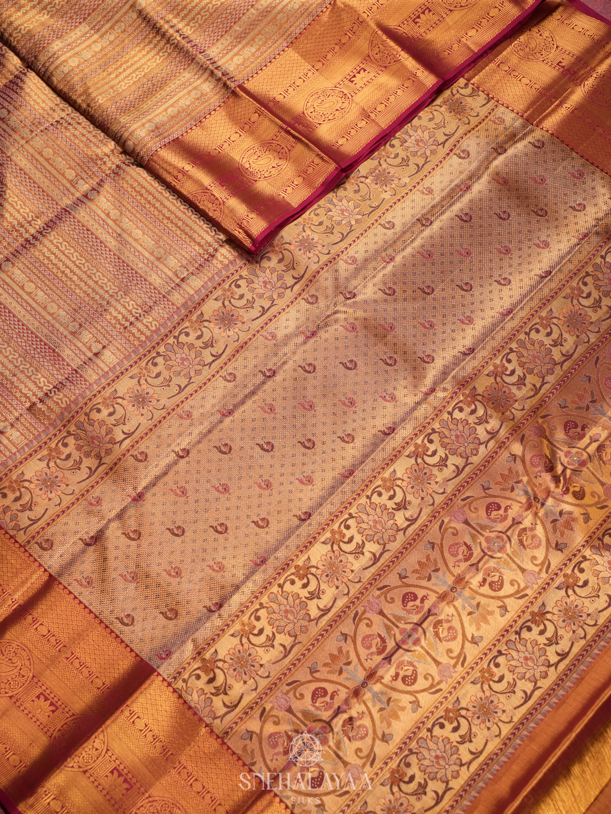 Rose Pink Tissue Kanjivaram Silk Saree