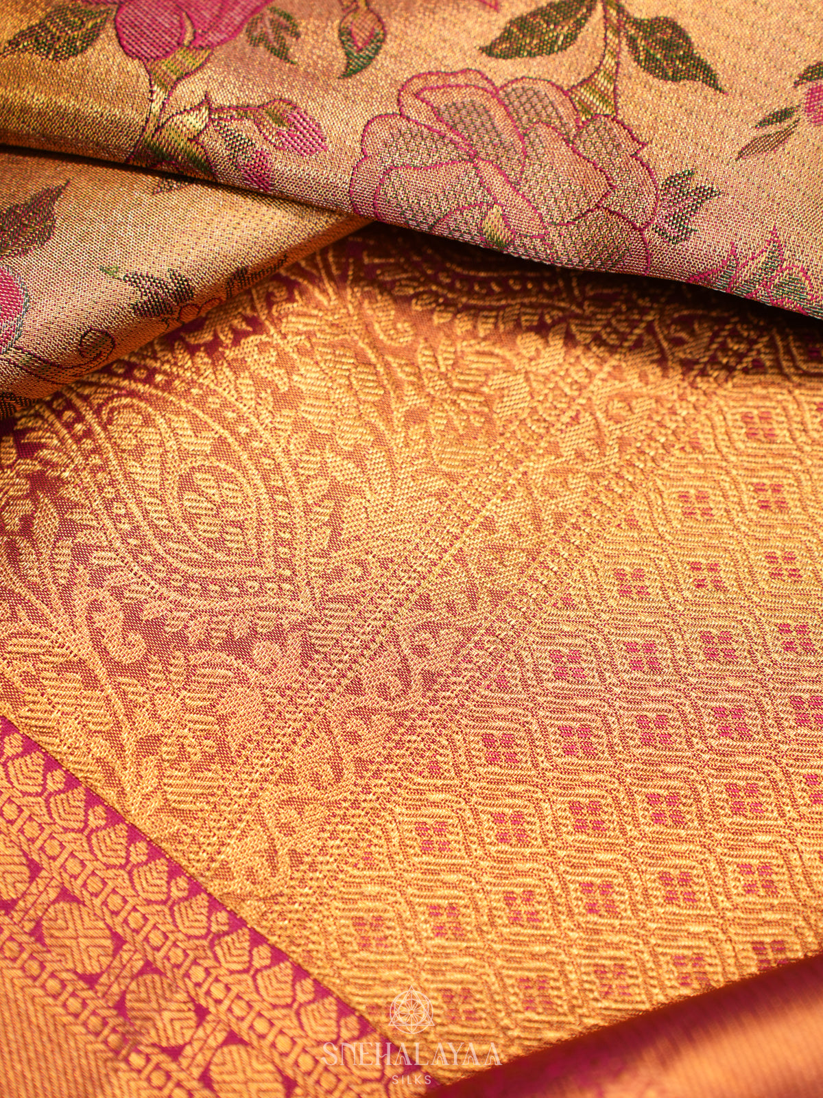 Rose Pink Kanjivaram Silk Saree