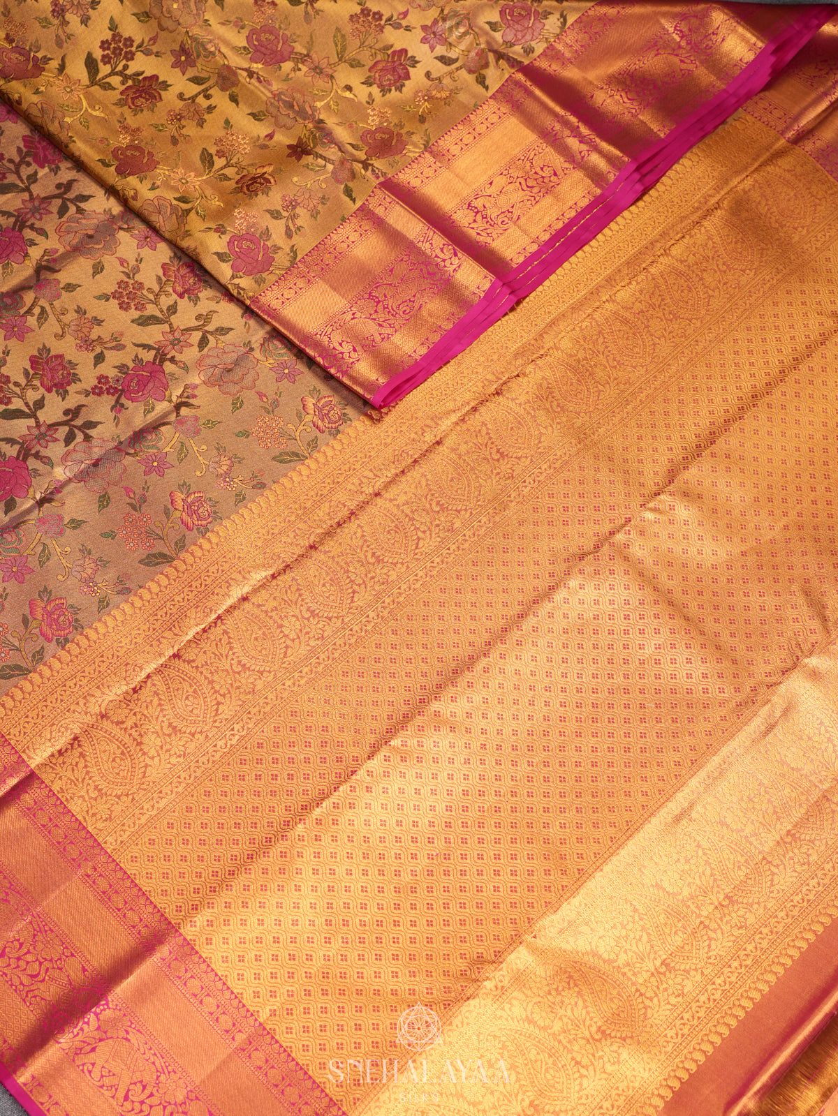 Rose Pink Kanjivaram Silk Saree