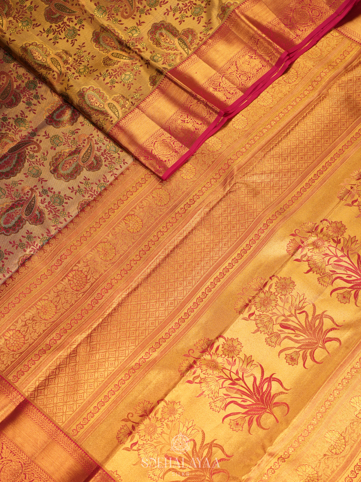 Gold Kanjivaram Silk Saree