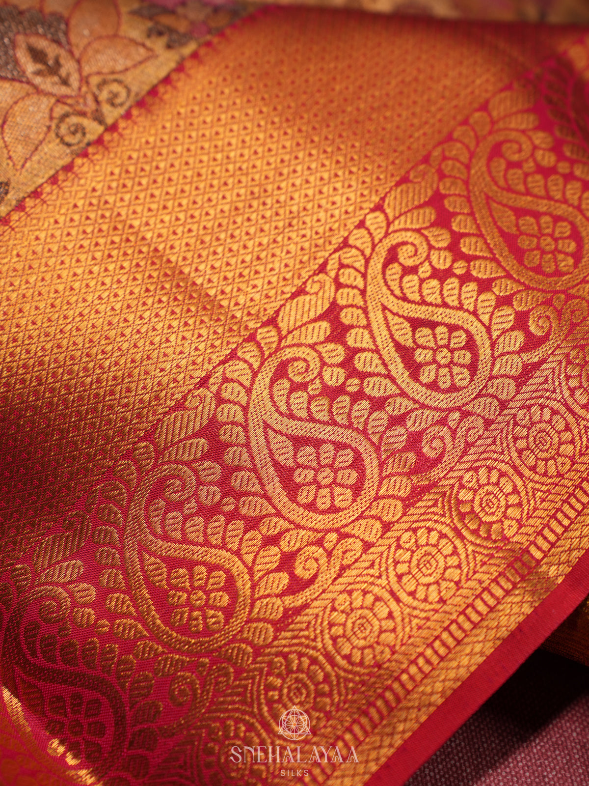 Rose Pink Tissue Kanjivaram Silk Saree