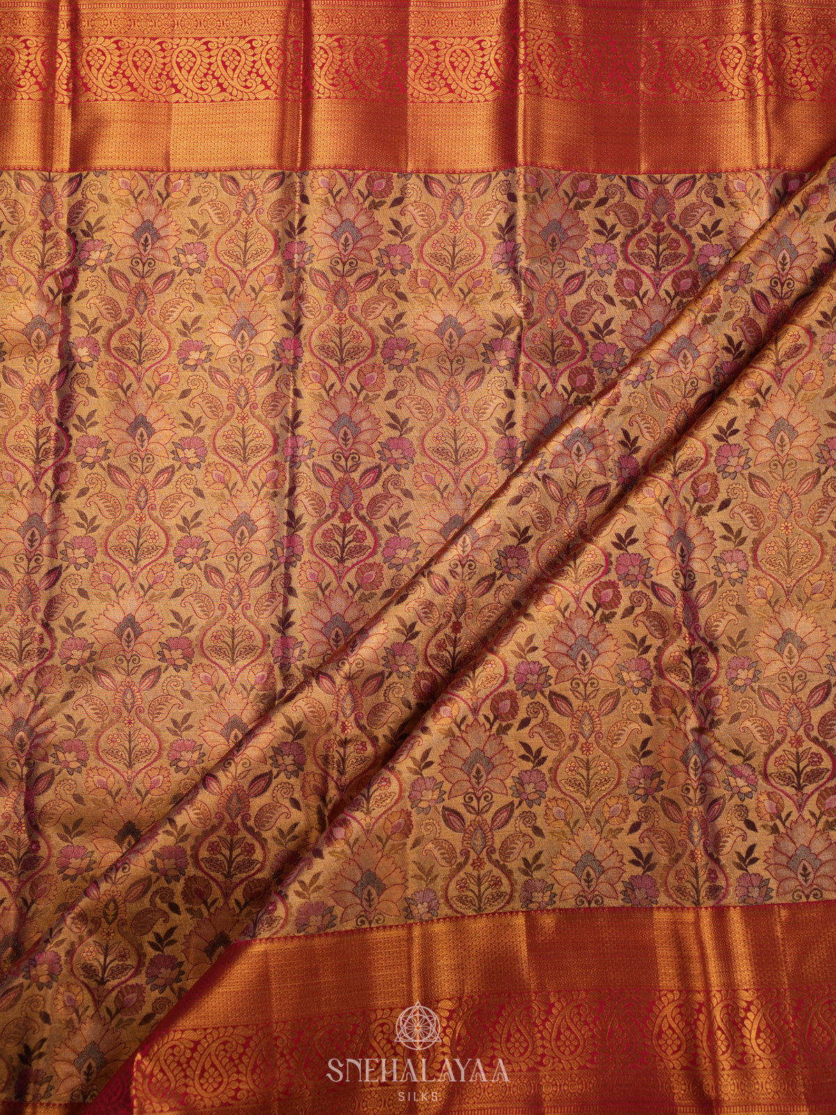 Rose Pink Tissue Kanjivaram Silk Saree