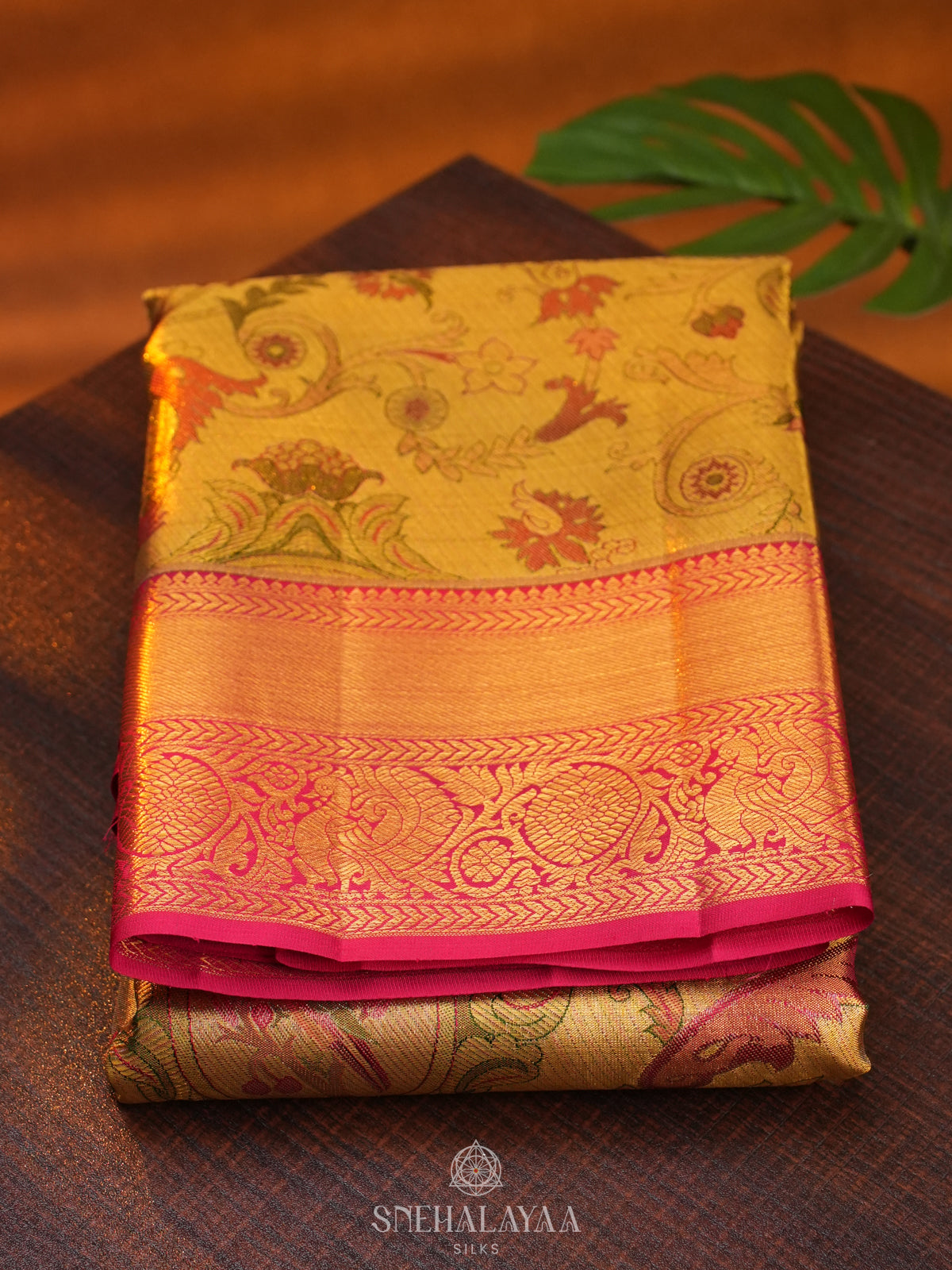 Golden Yellow Kanjivaram Silk Saree