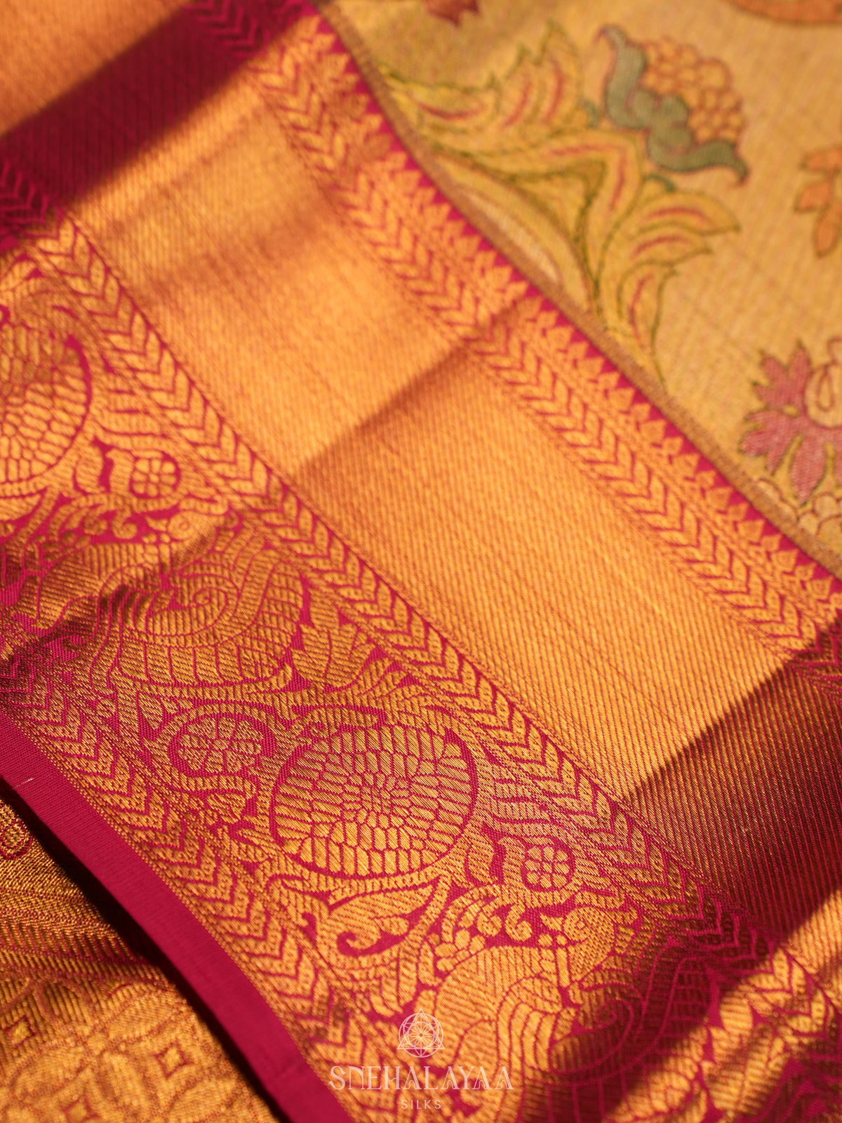 Golden Yellow Kanjivaram Silk Saree