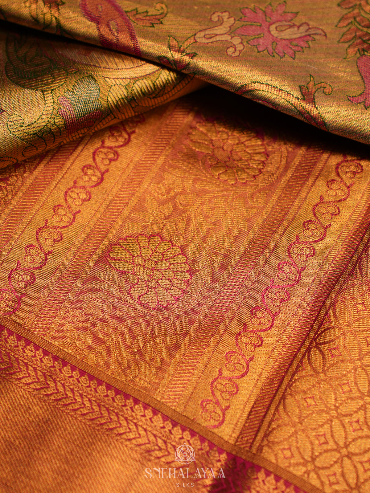 Golden Yellow Kanjivaram Silk Saree