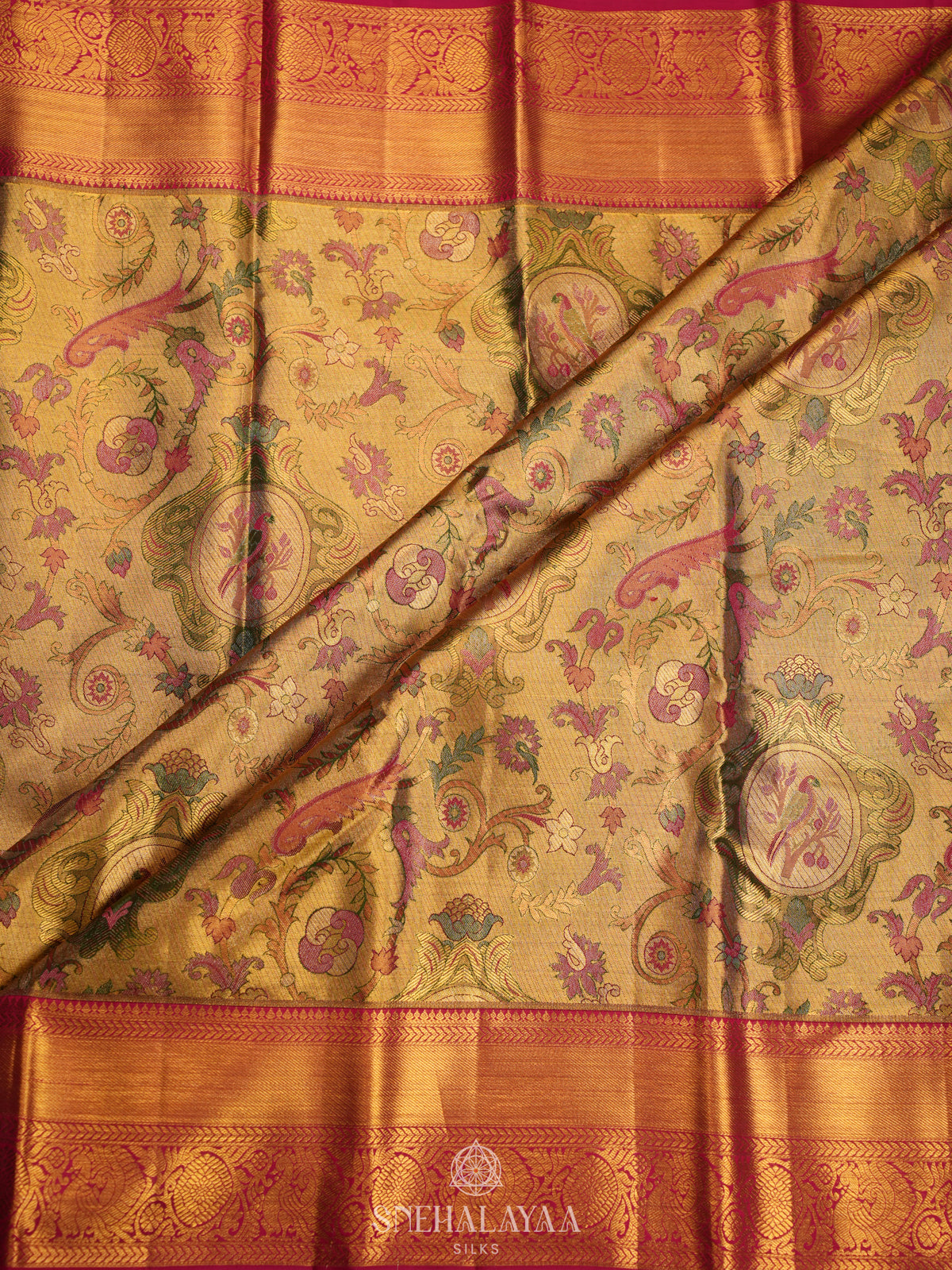 Golden Yellow Kanjivaram Silk Saree