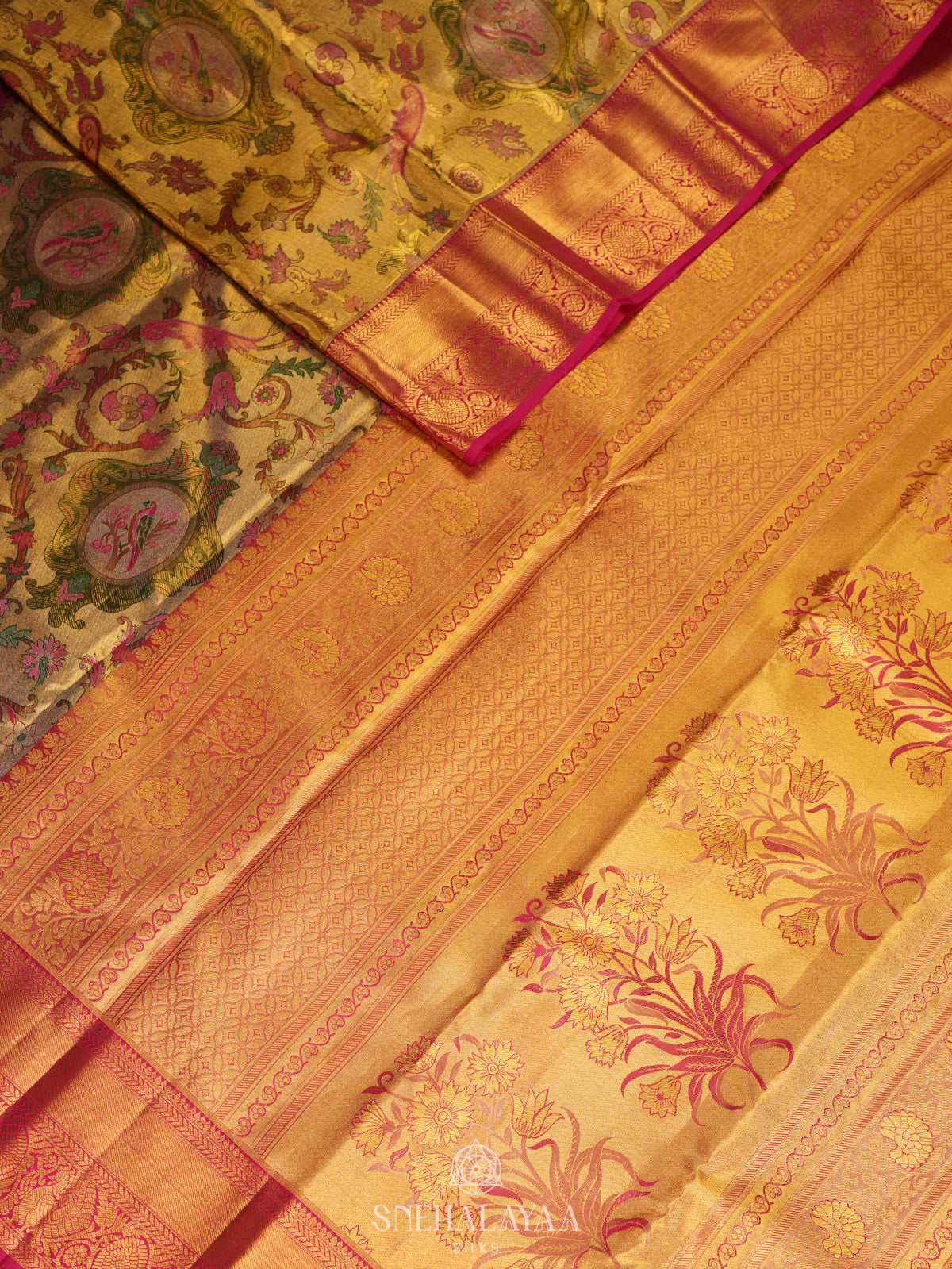 Golden Yellow Kanjivaram Silk Saree