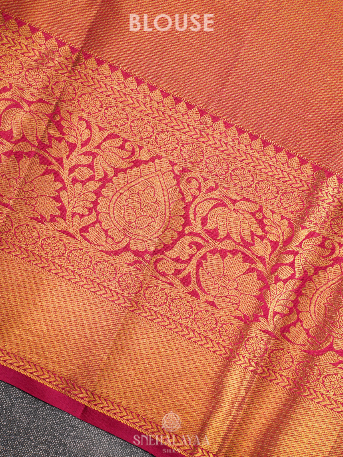 Rose Pink Kanjivaram Silk Saree