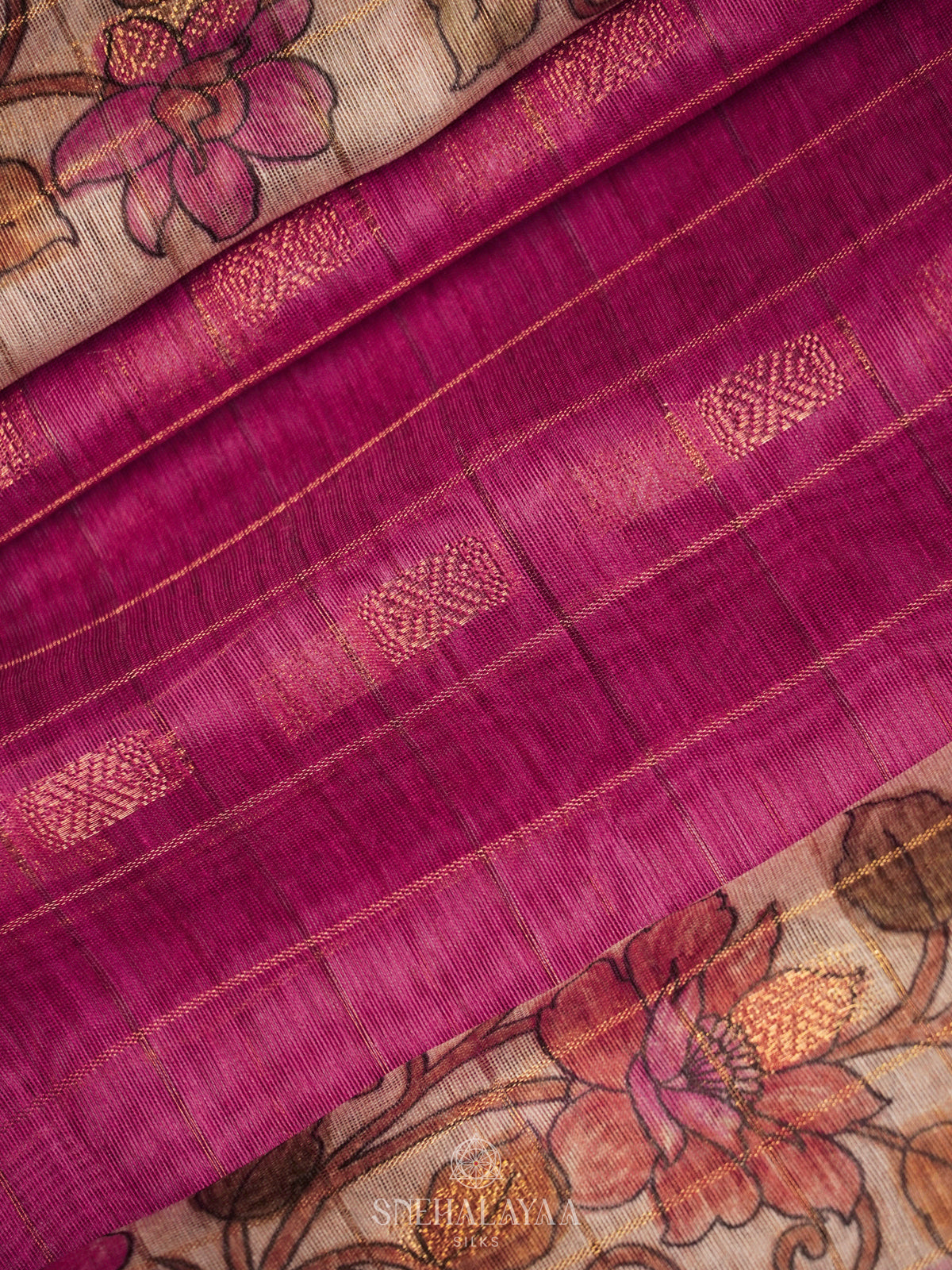 Pink Linen Saree