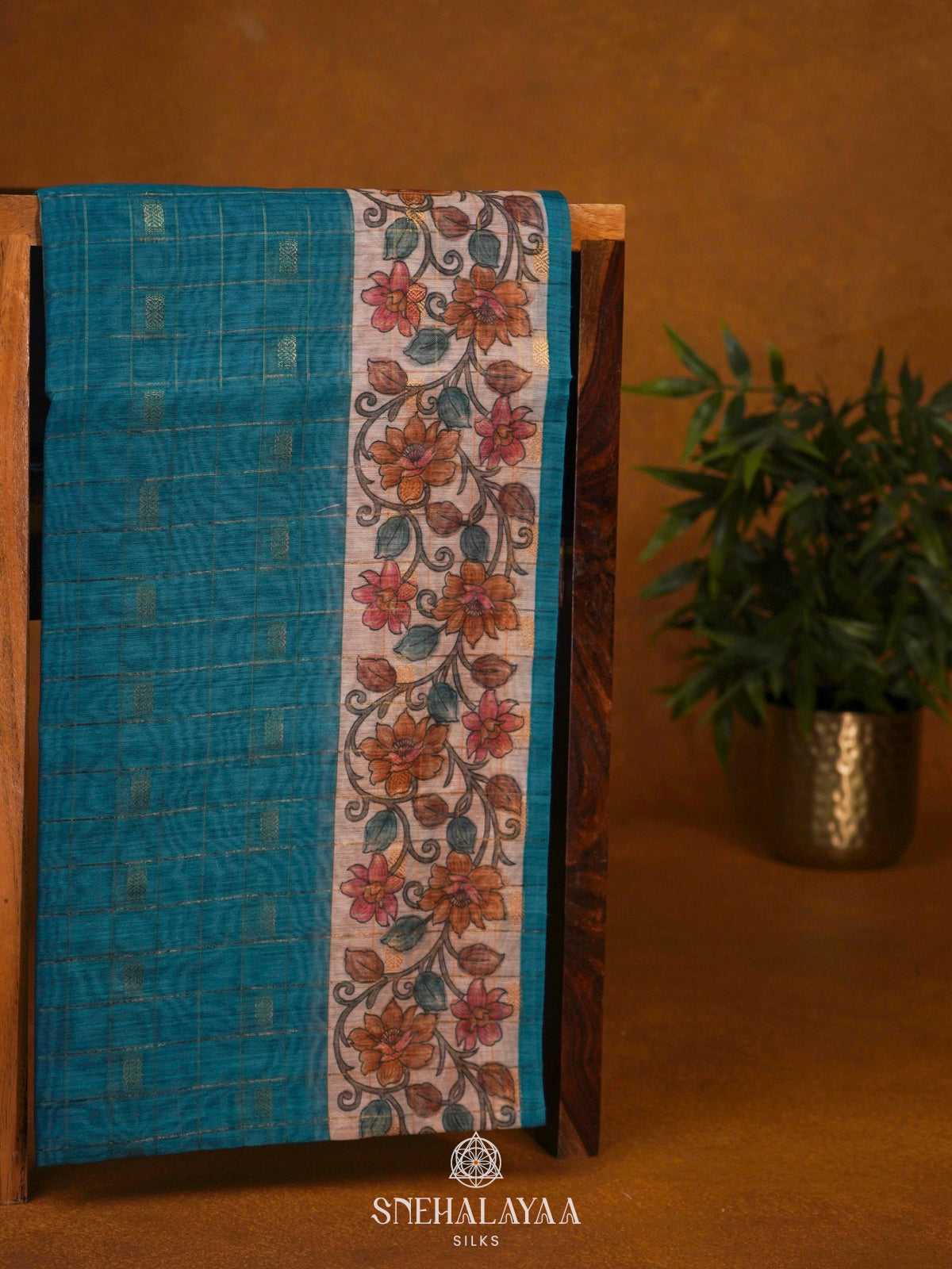 Blue Linen Saree
