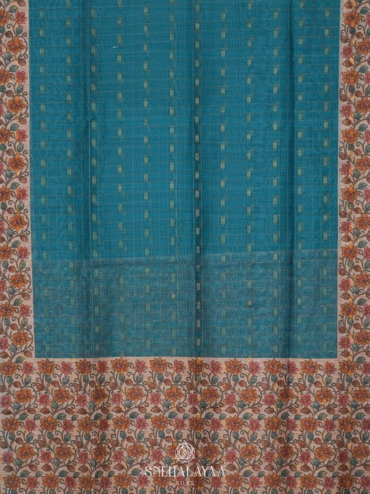 Blue Linen Saree