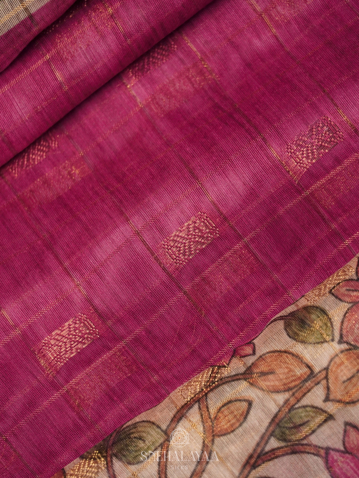 Pink Linen Saree