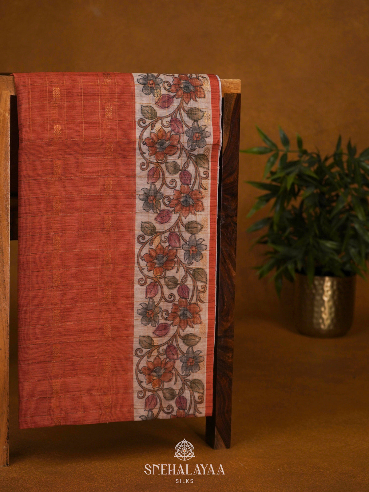 Orange Linen Saree