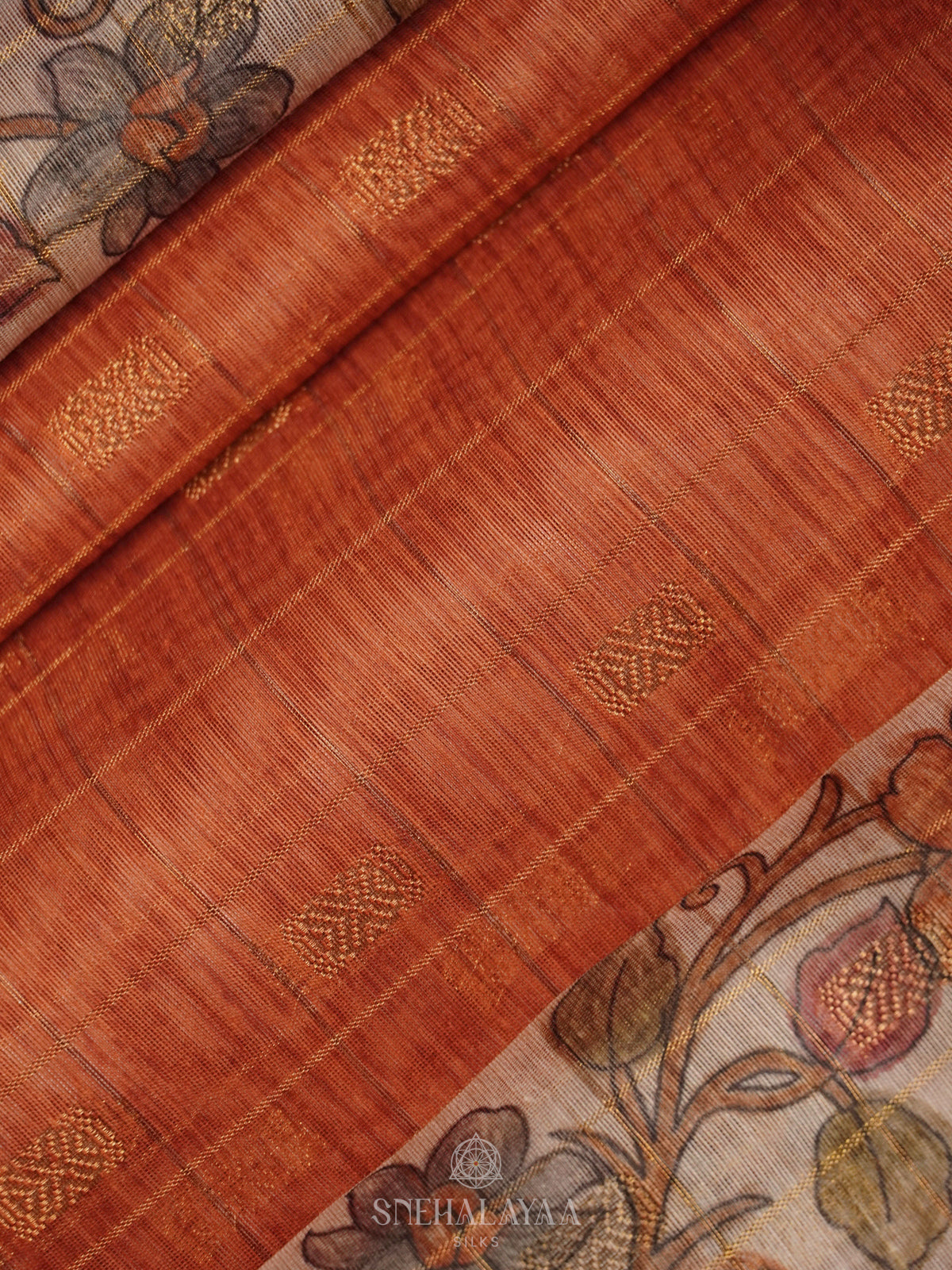 Orange Linen Saree