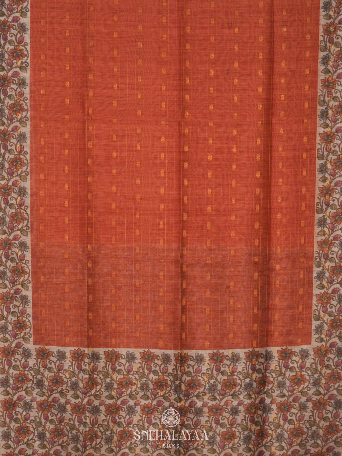Orange Linen Saree