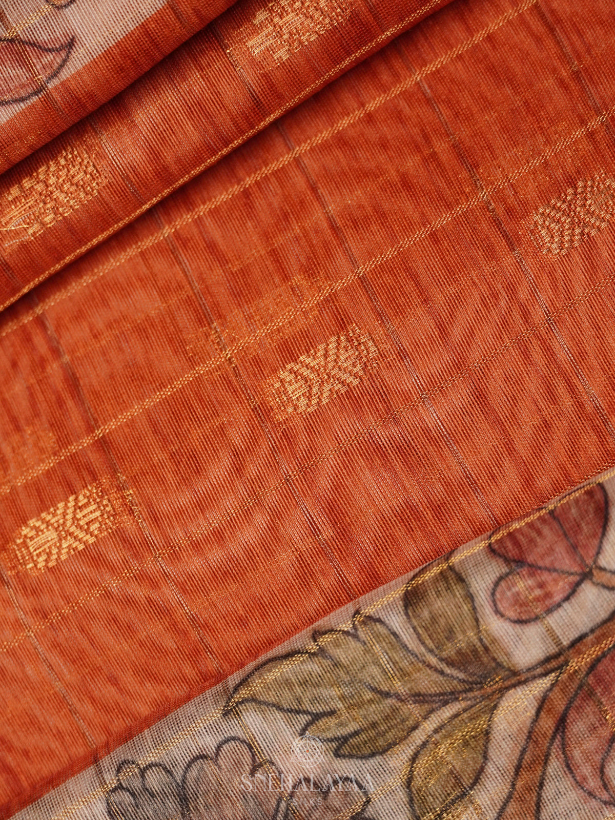 Orange Linen Saree
