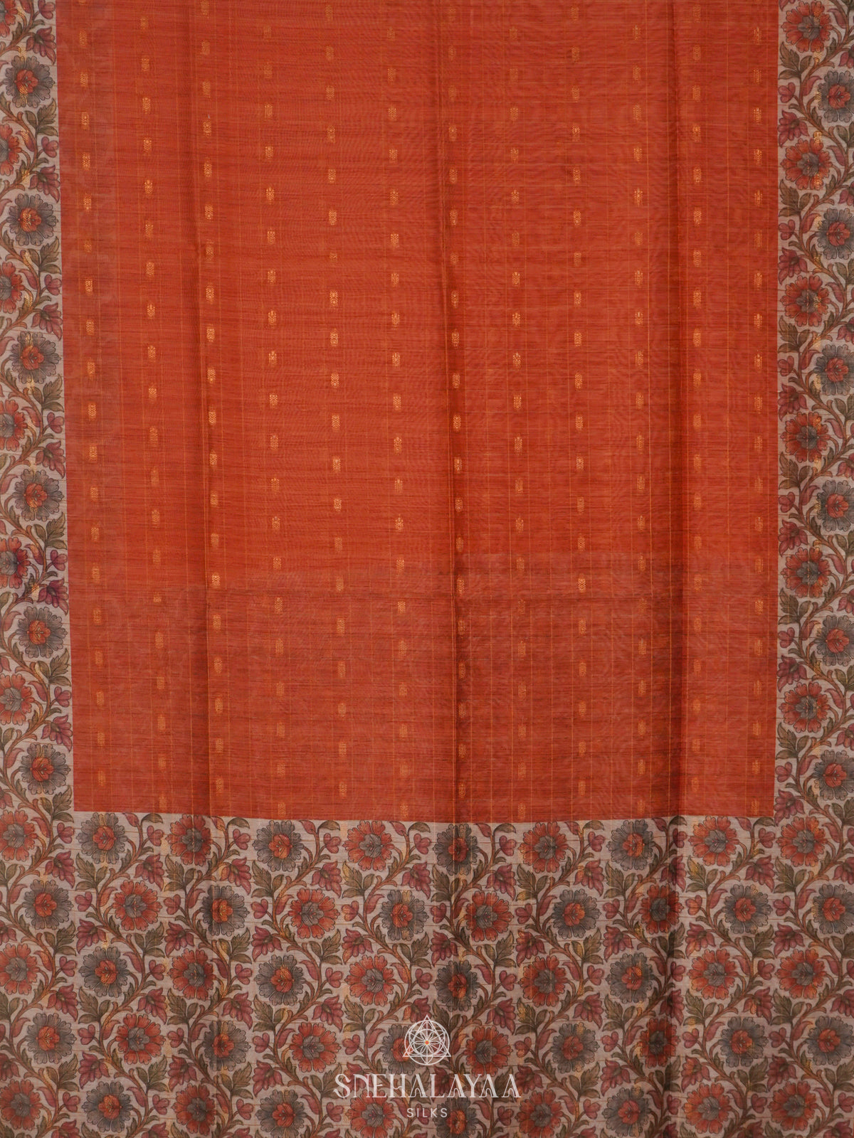 Orange Linen Saree