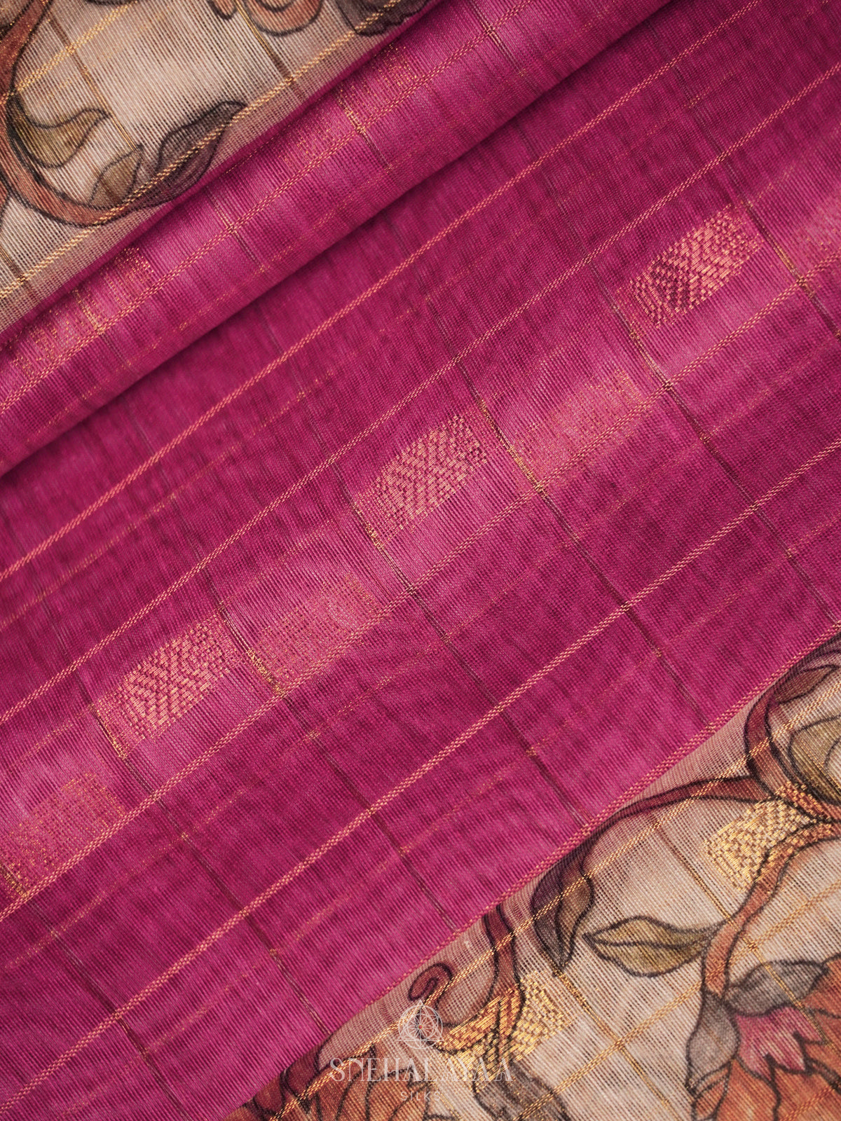 Pink Linen Saree