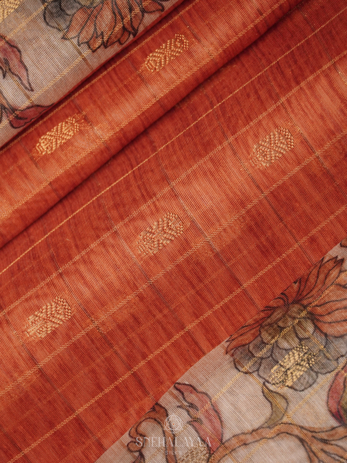 Orange Linen Saree