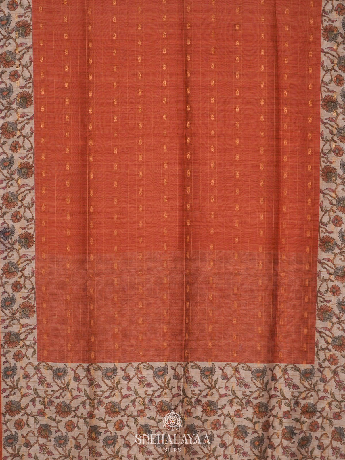 Orange Linen Saree