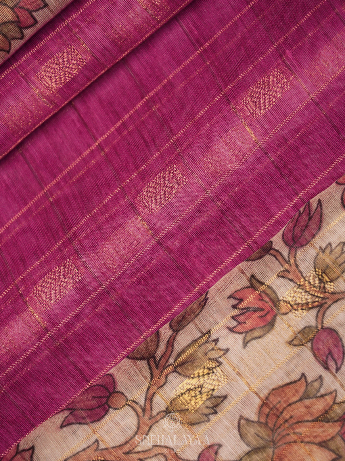 Pink Linen Saree