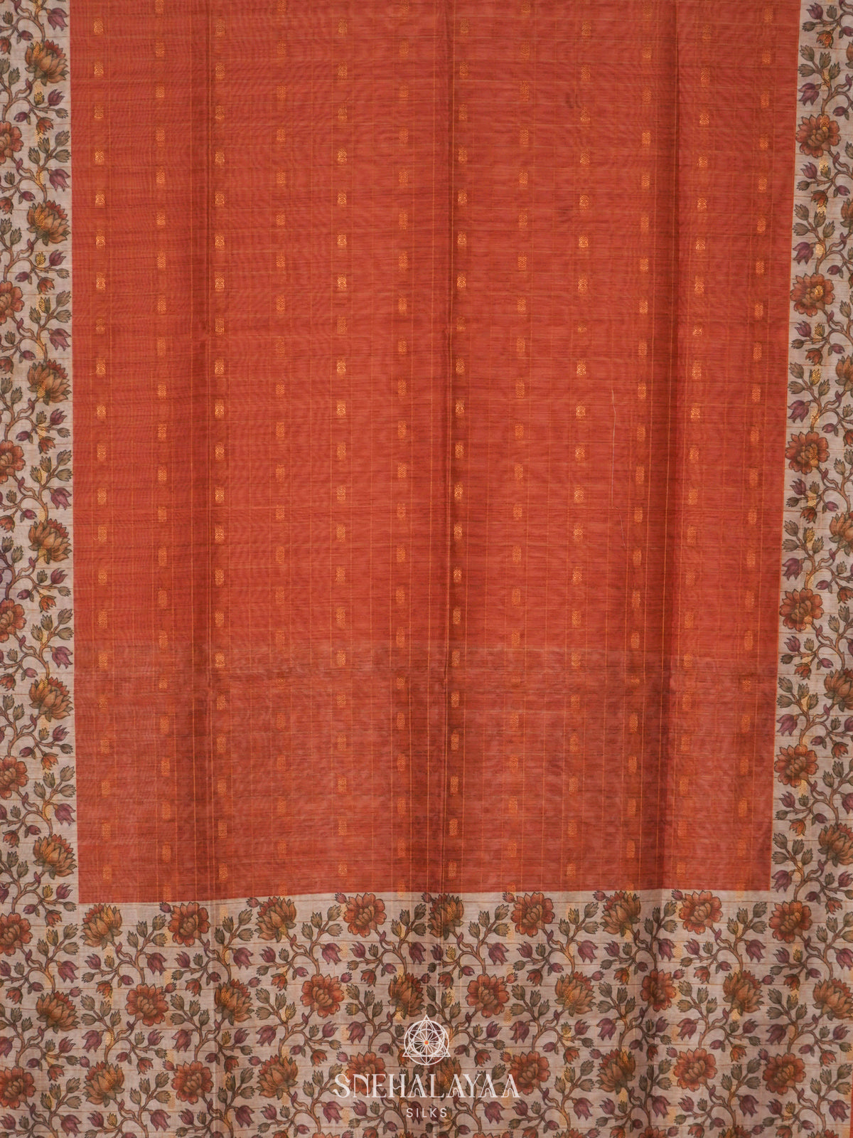 Rust Orange Linen Saree
