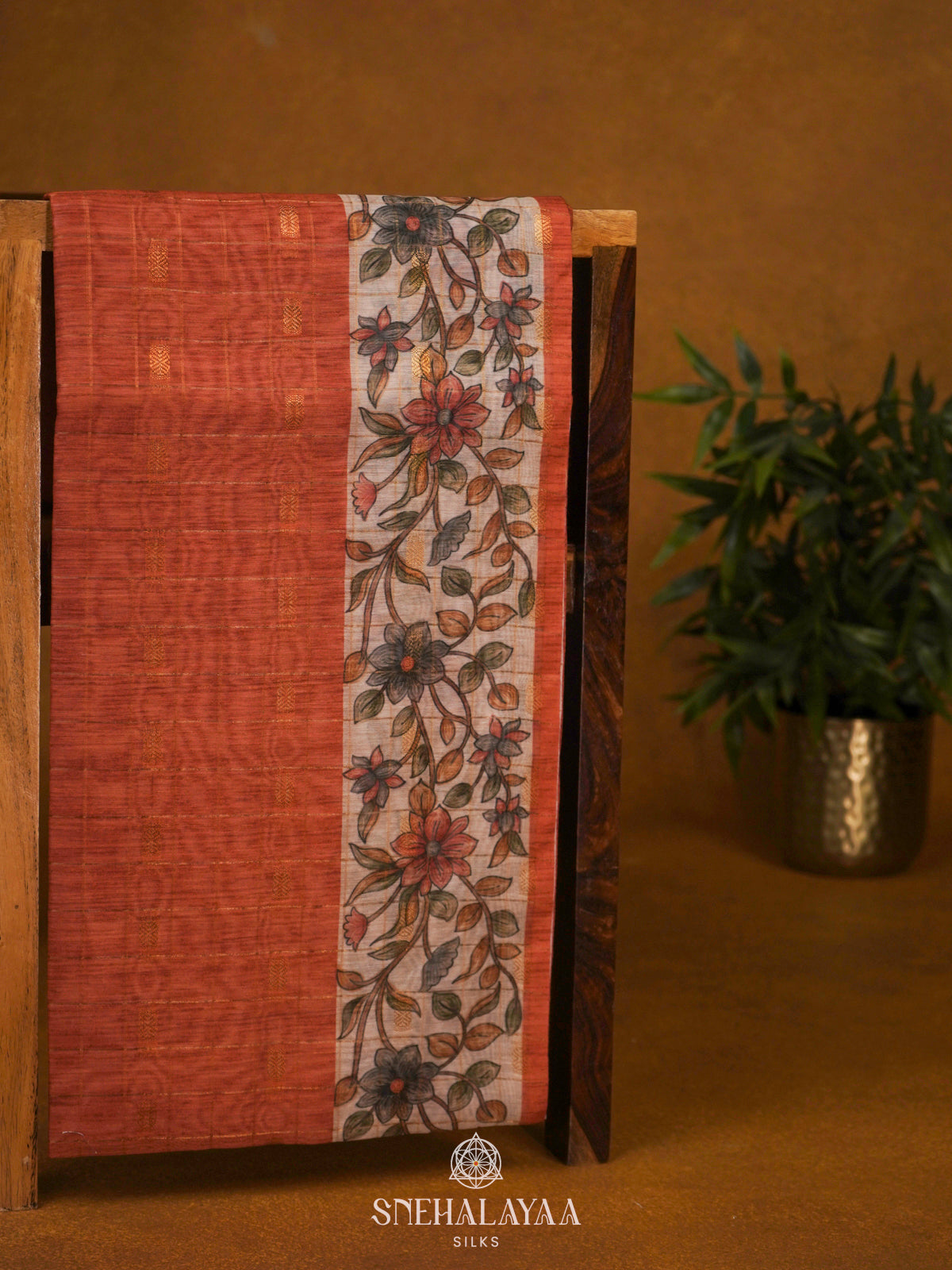 Orange Linen Saree