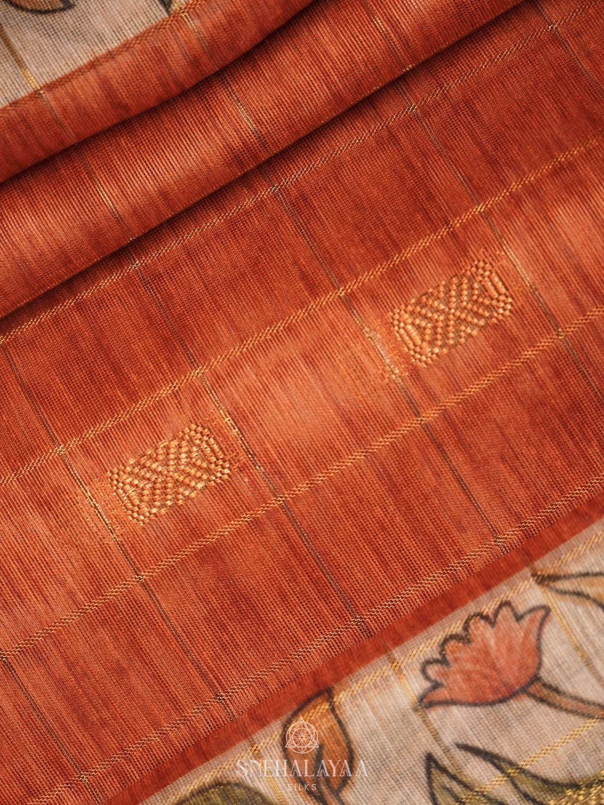 Orange Linen Saree