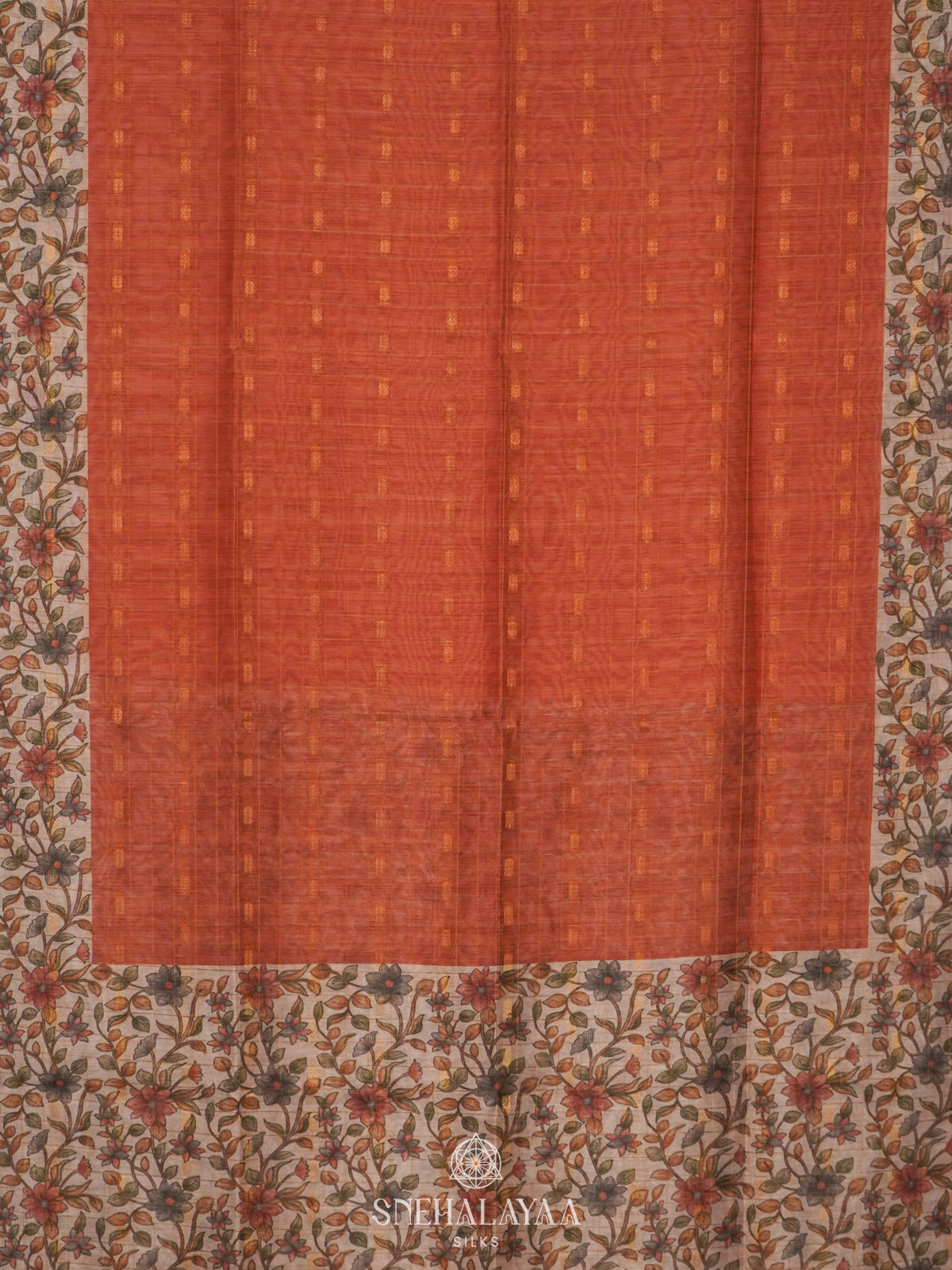 Orange Linen Saree