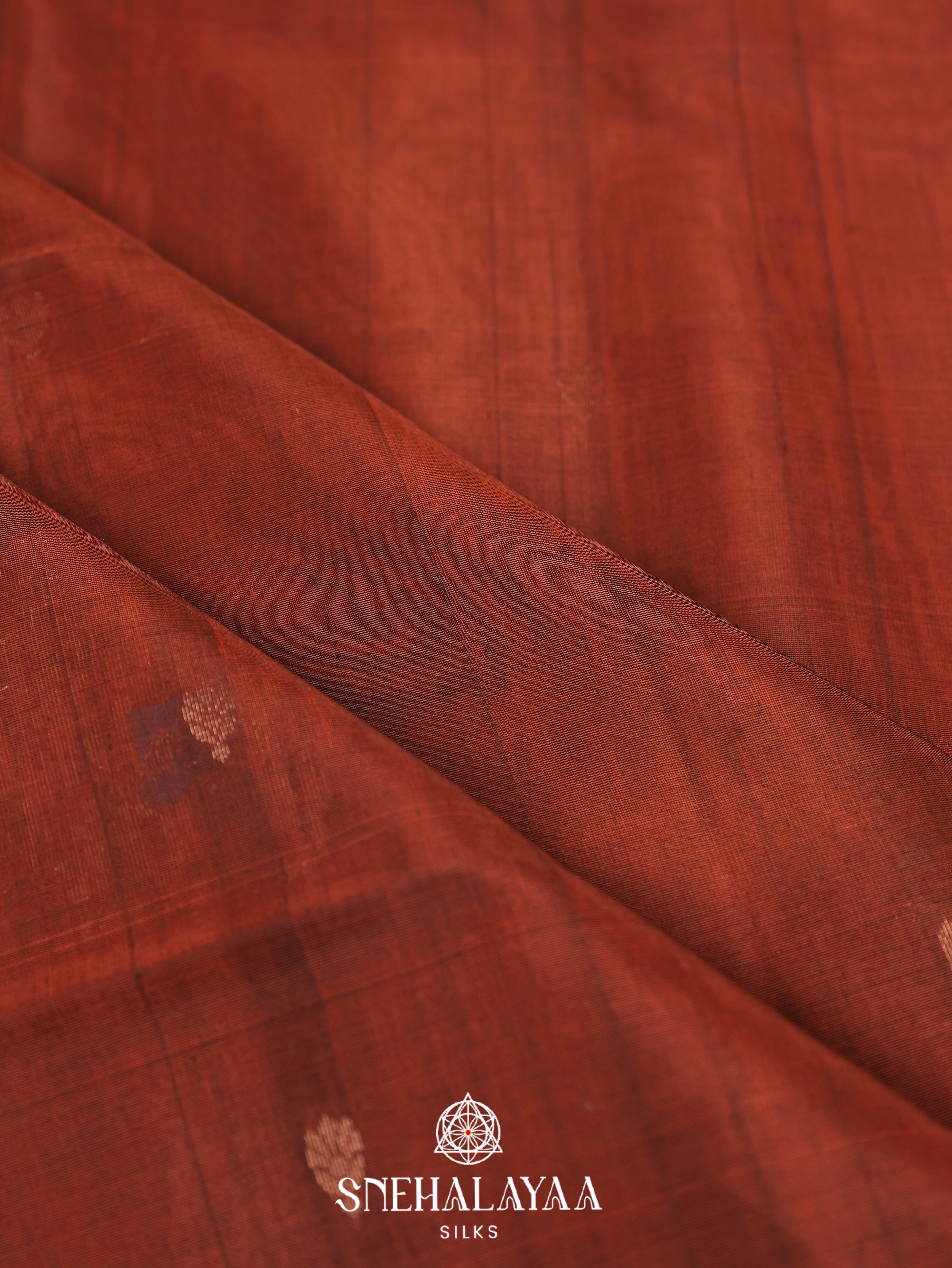 Burnt Orange Silk Cotton Saree