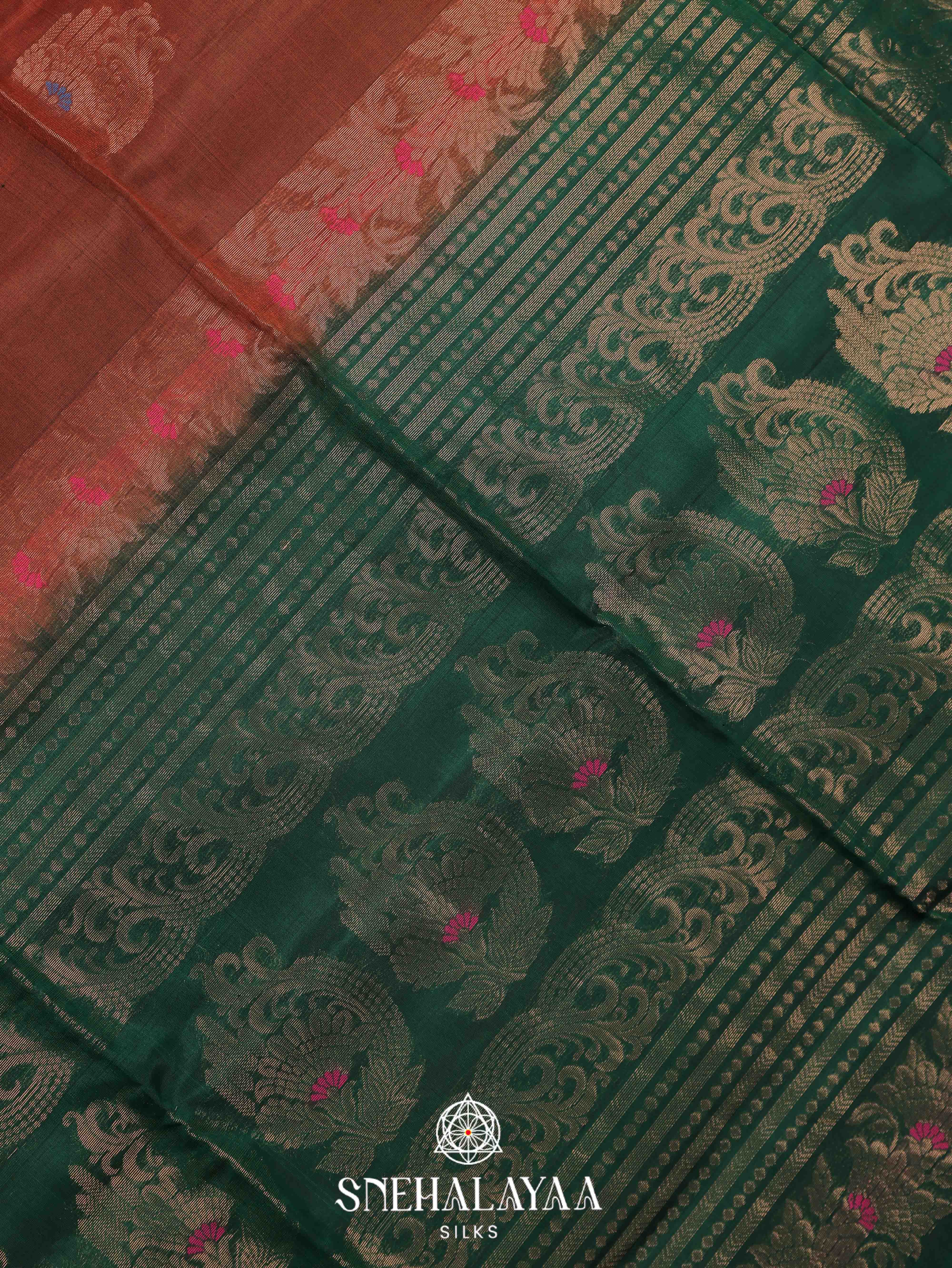 Burnt Orange Silk Cotton Saree