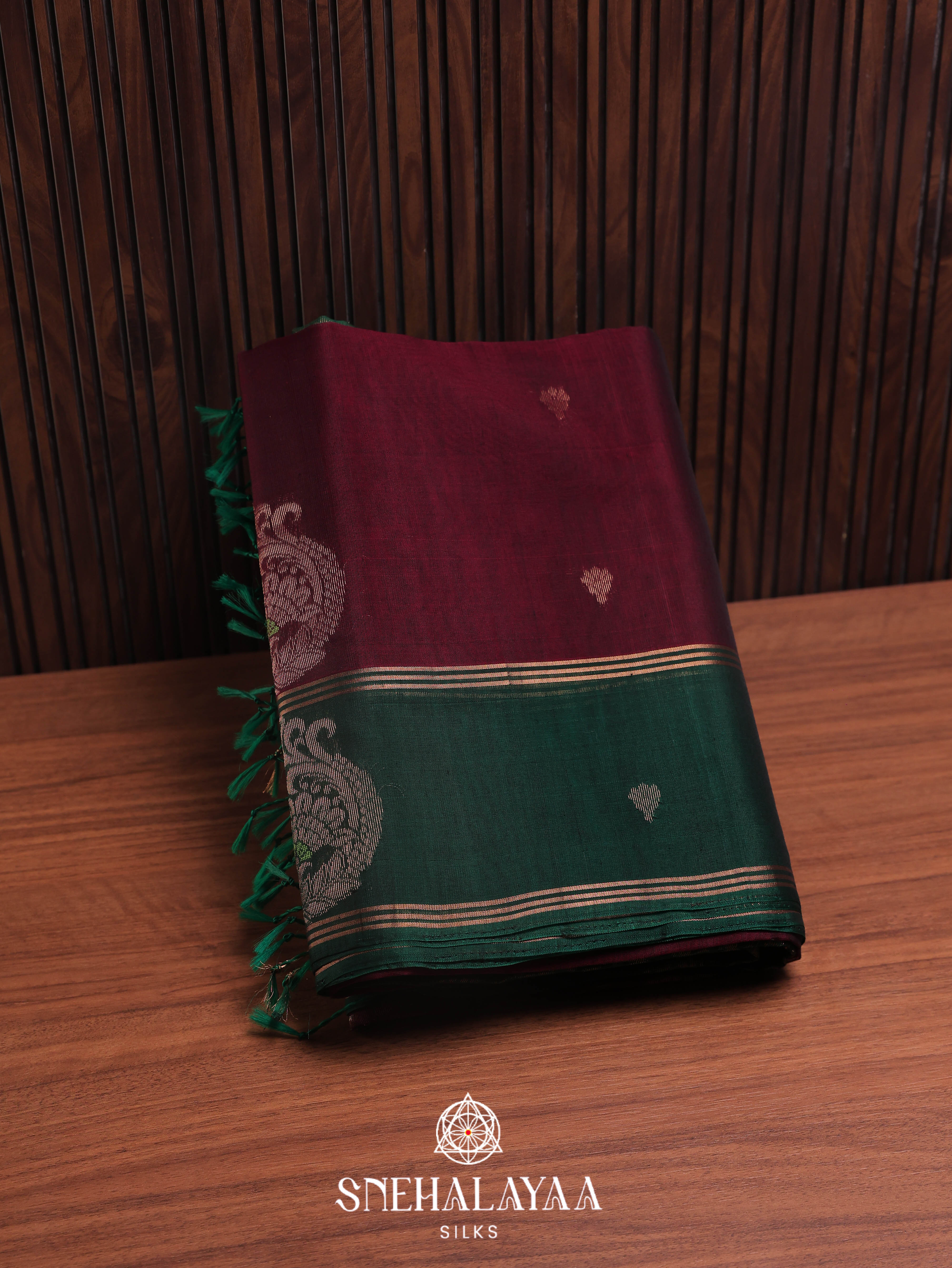 Maroon Silk Cotton Saree