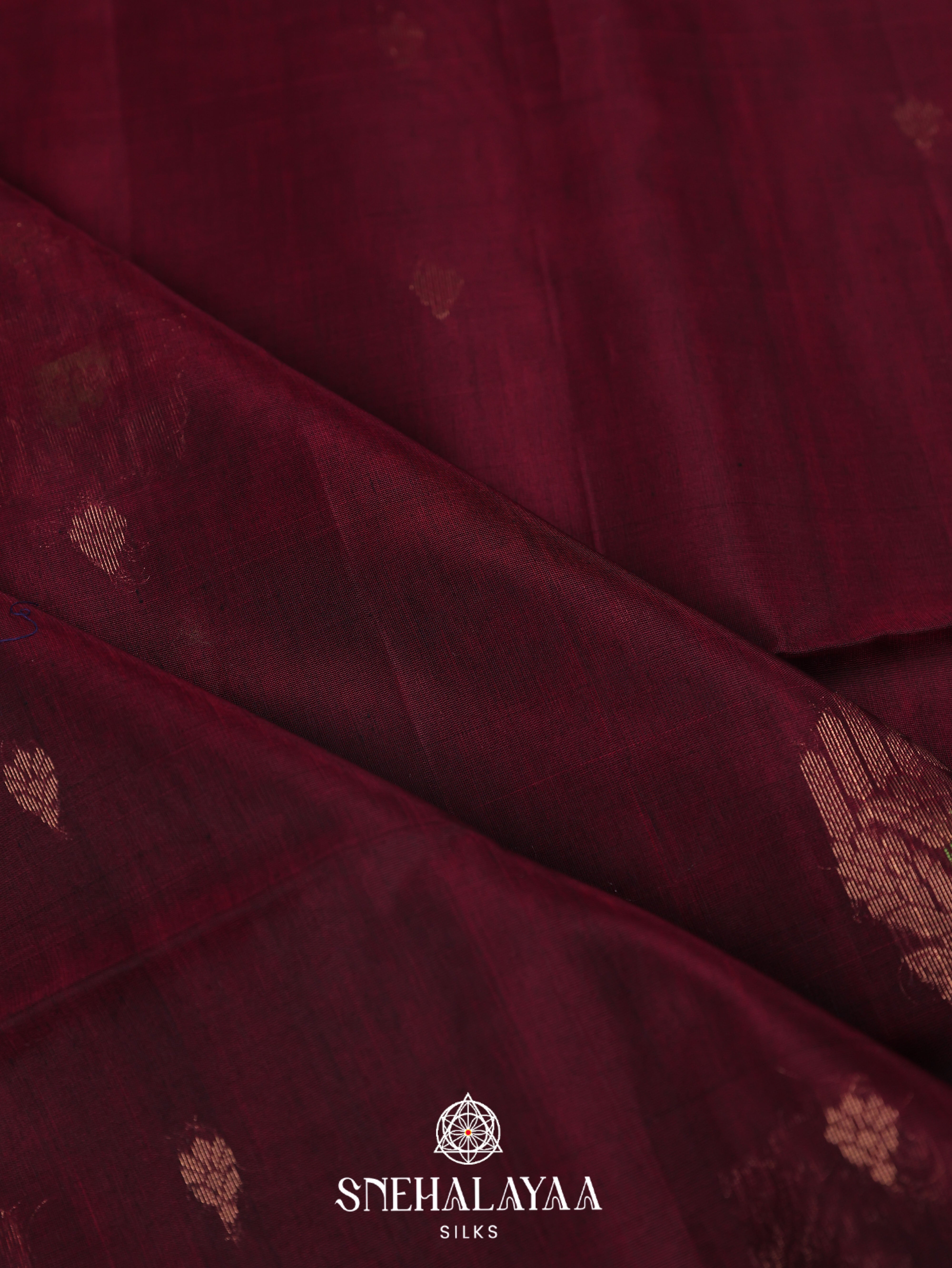 Maroon Silk Cotton Saree