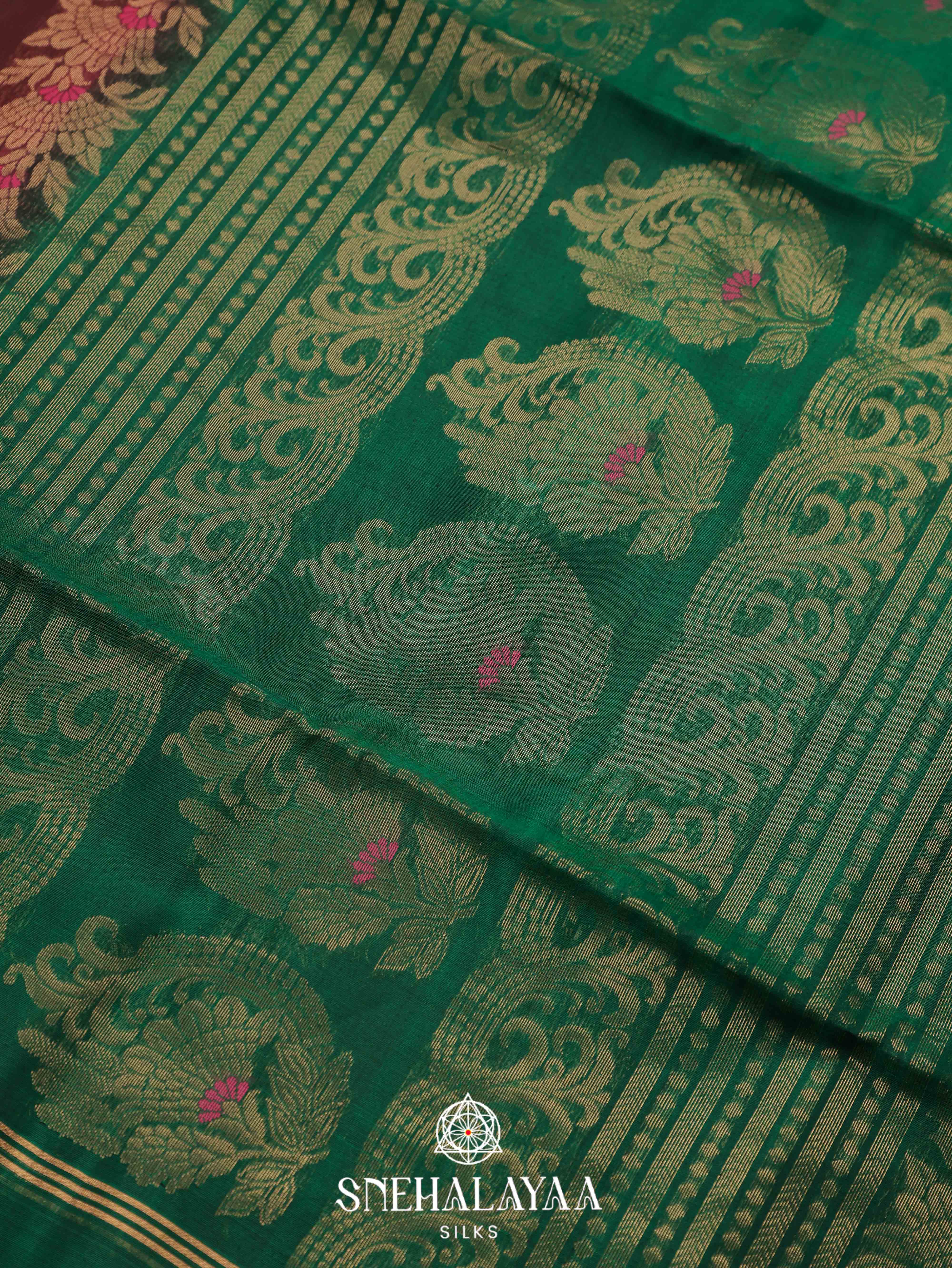 Maroon Silk Cotton Saree
