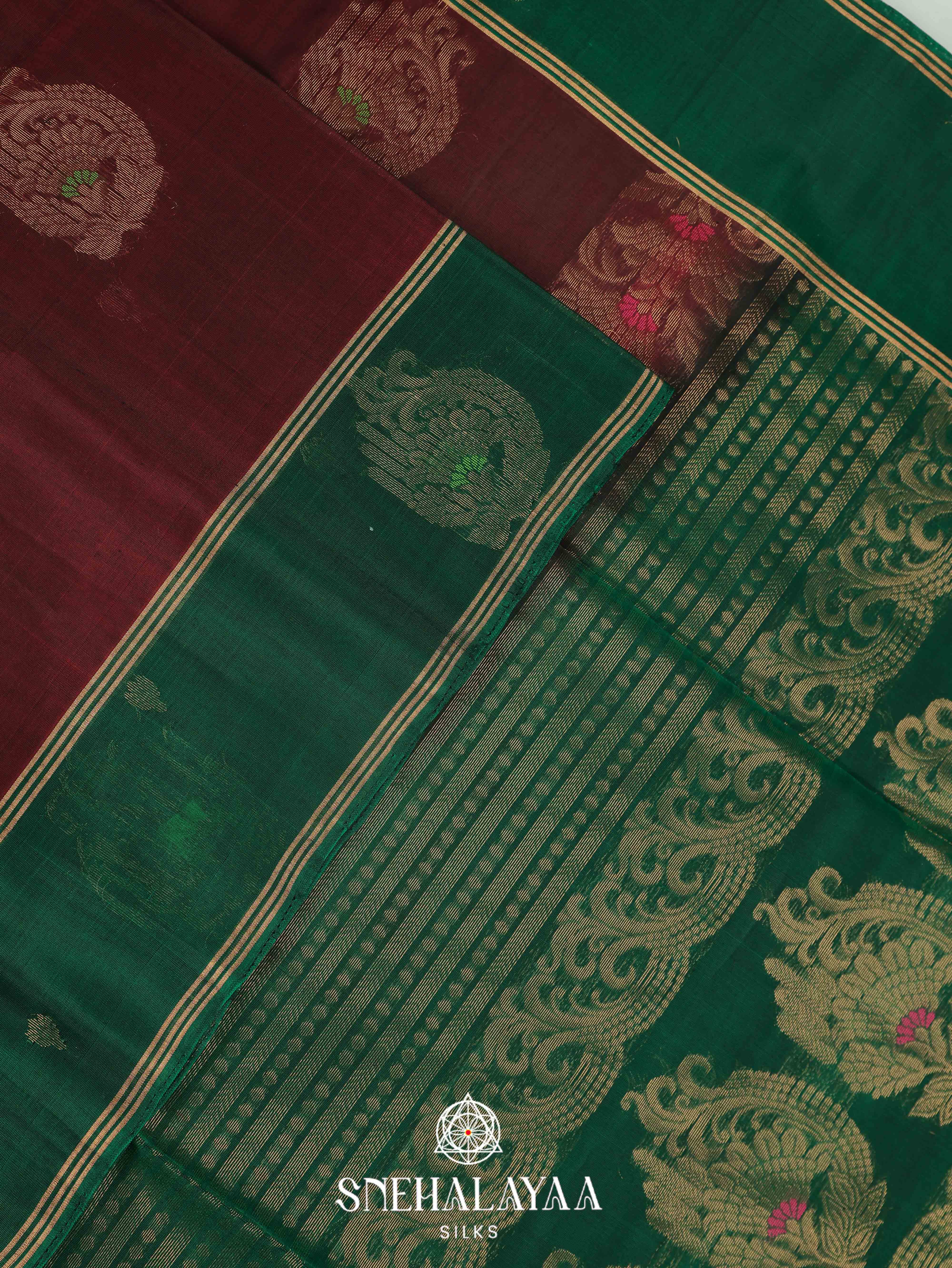 Maroon Silk Cotton Saree