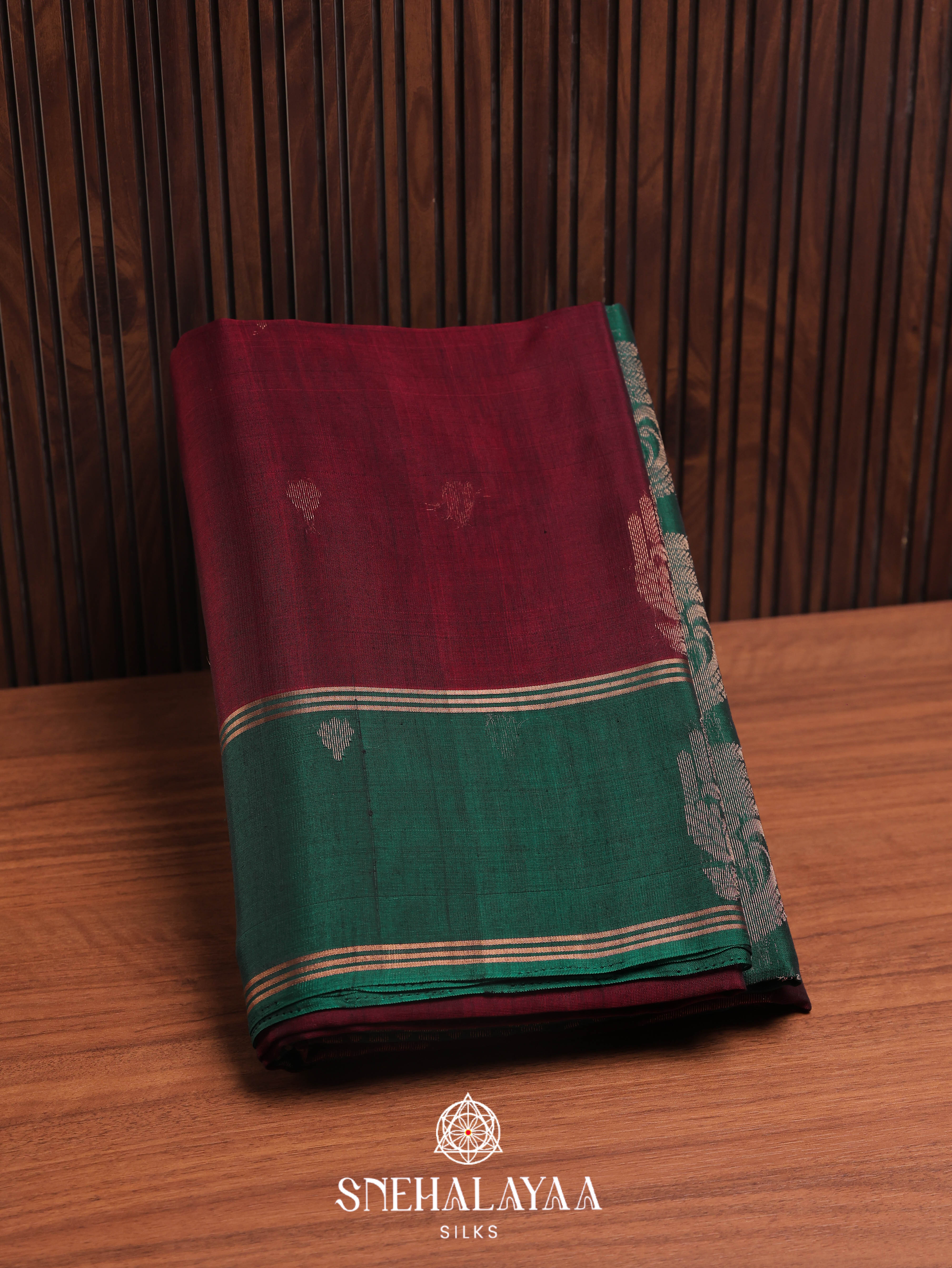 Maroon Silk Cotton Saree
