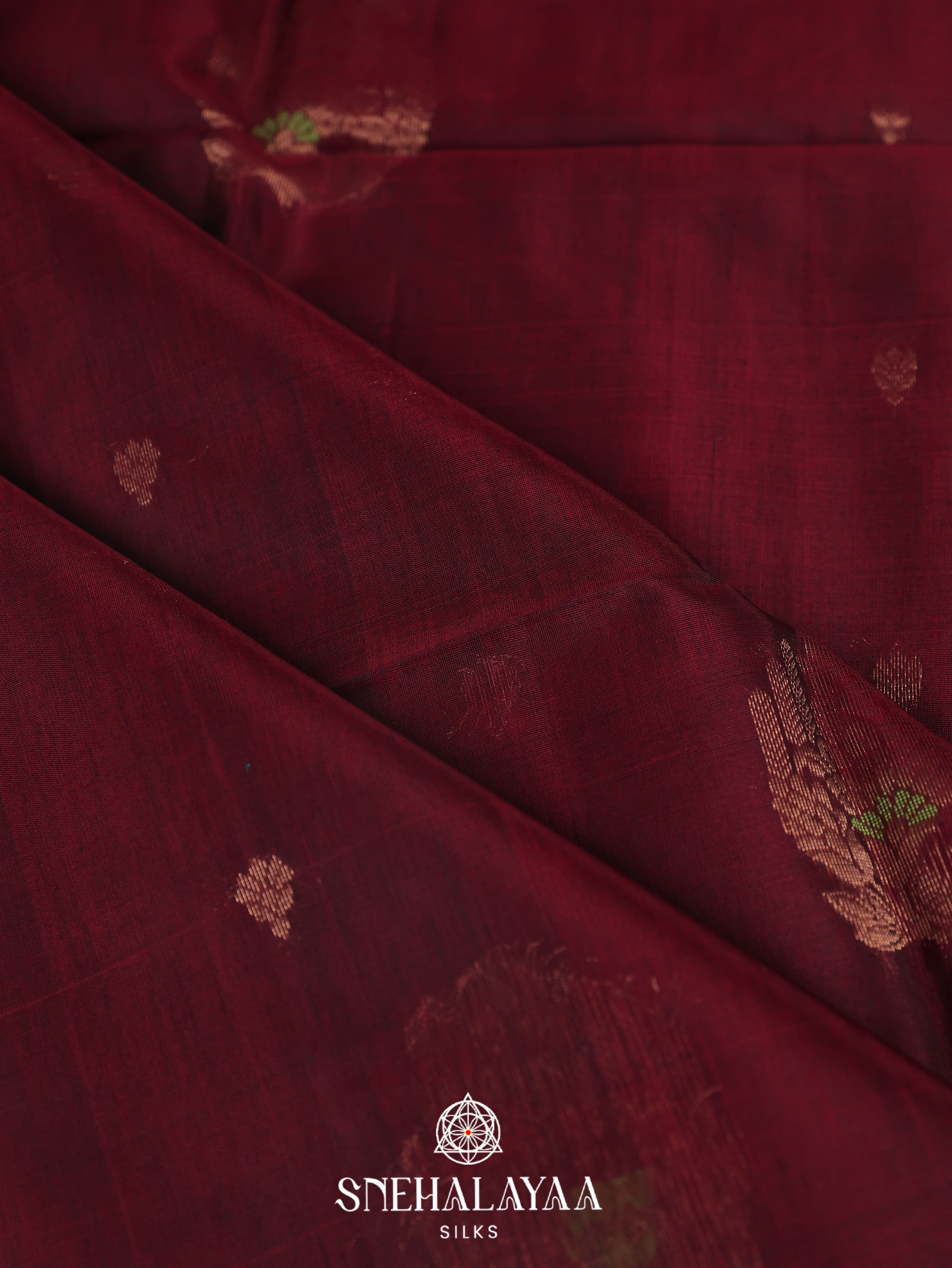 Maroon Silk Cotton Saree